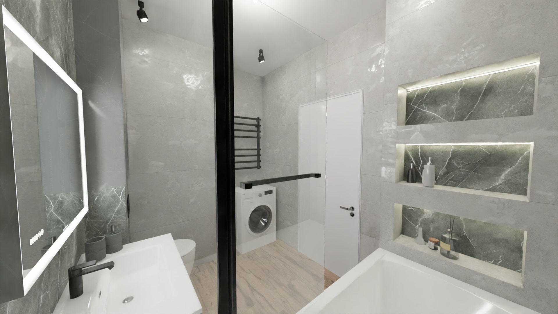 Санузел в стиле лофт с акцентом на практичность 1