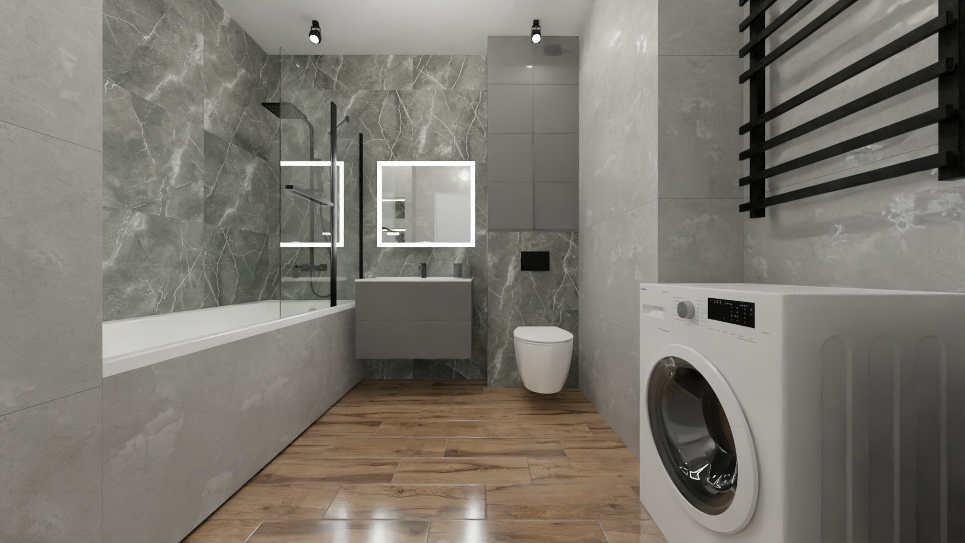 Санузел в стиле лофт с акцентом на практичность Санузел в стиле лофт с акцентом на практичность