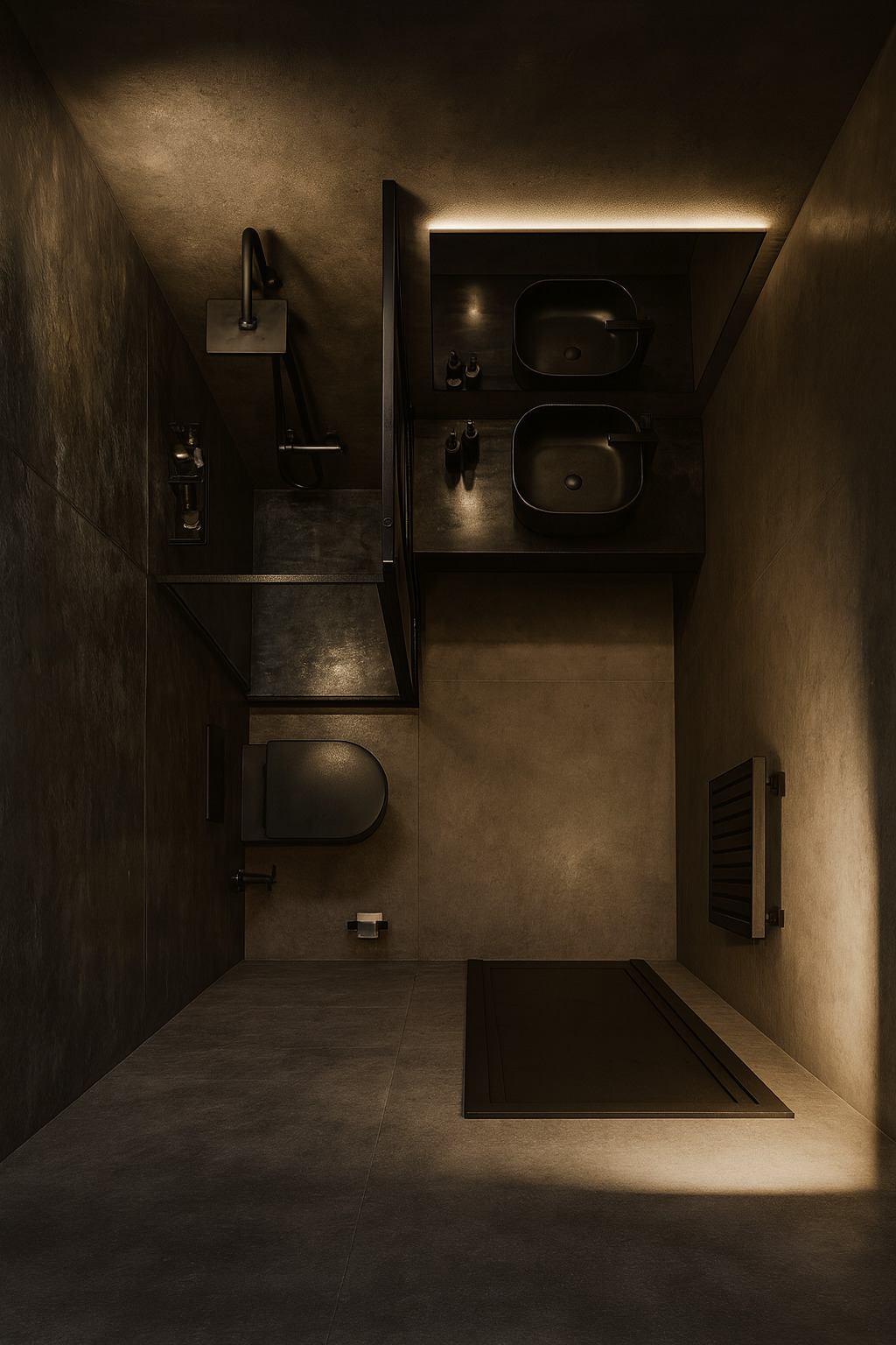 Санузел с нестандартным освещением и конструкцией в стиле лофт 2026 год ...