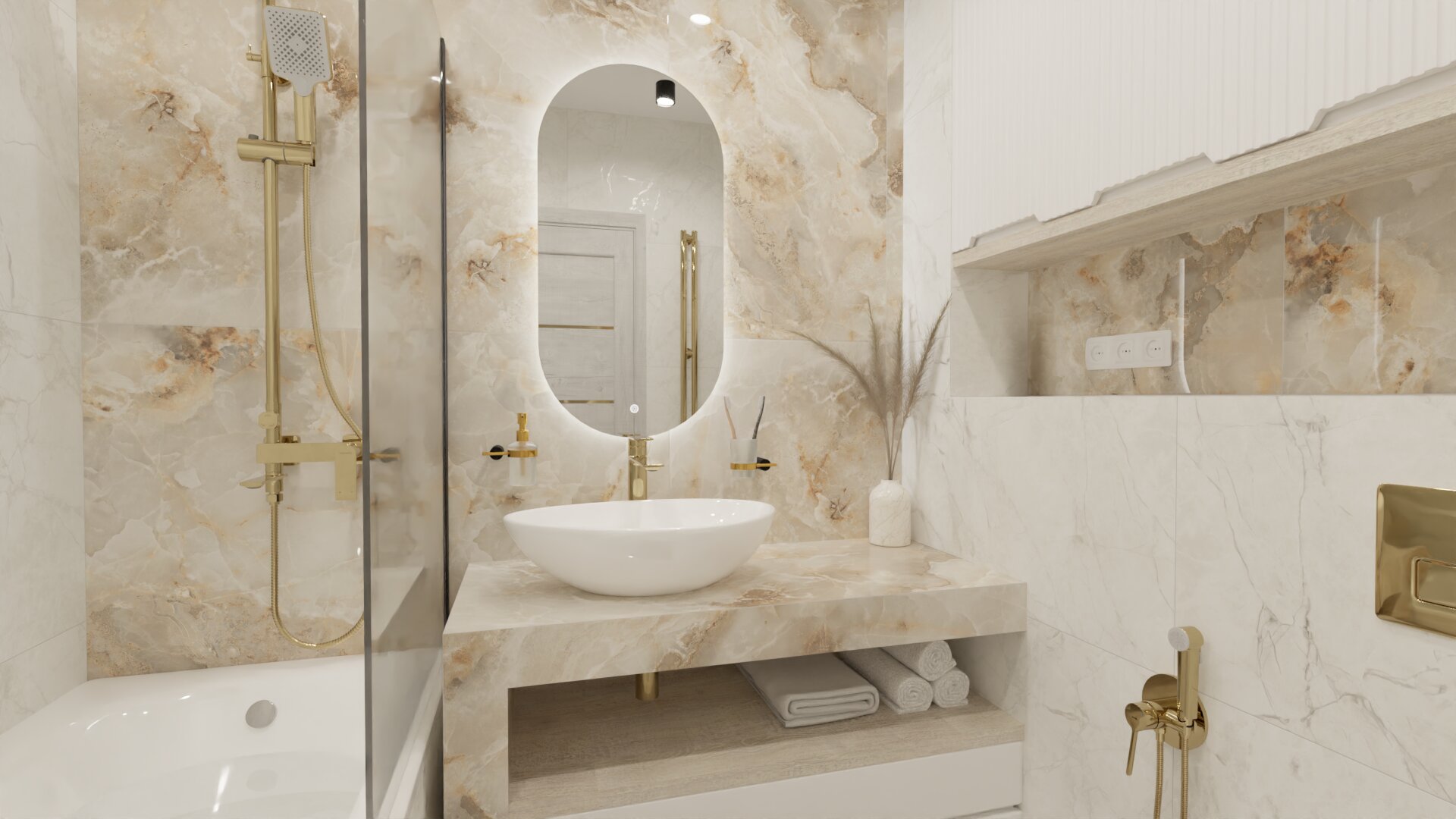 Светлая ванная комната в современном стиле Светлая ванная комната в современном стиле