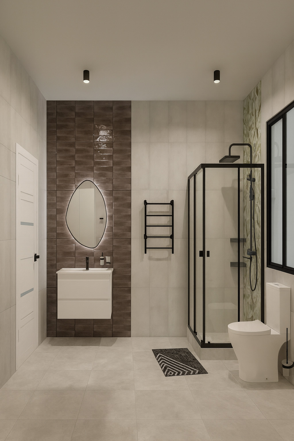 Дизайн просторной ванной для частного дома