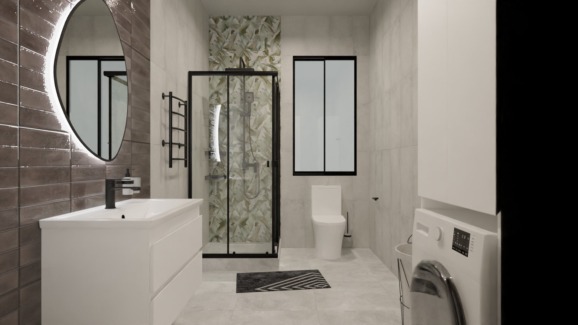 Дизайн просторной ванной для частного дома 2