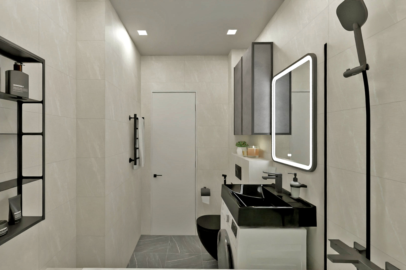 Функциональный дизайн ванной для узких пространств 1