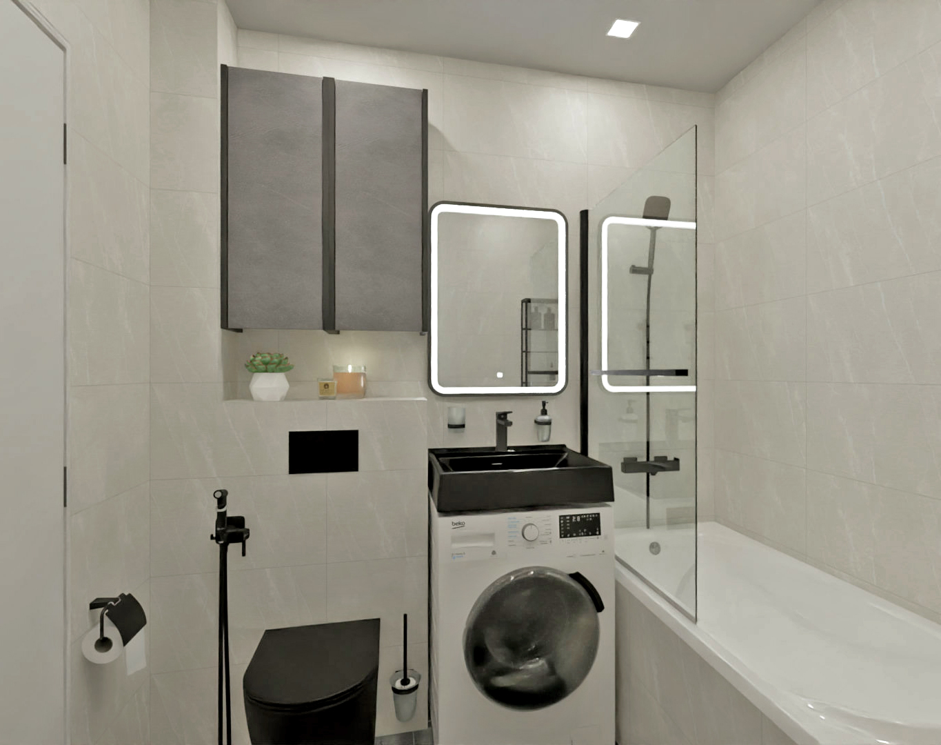 Функциональный дизайн ванной для узких пространств