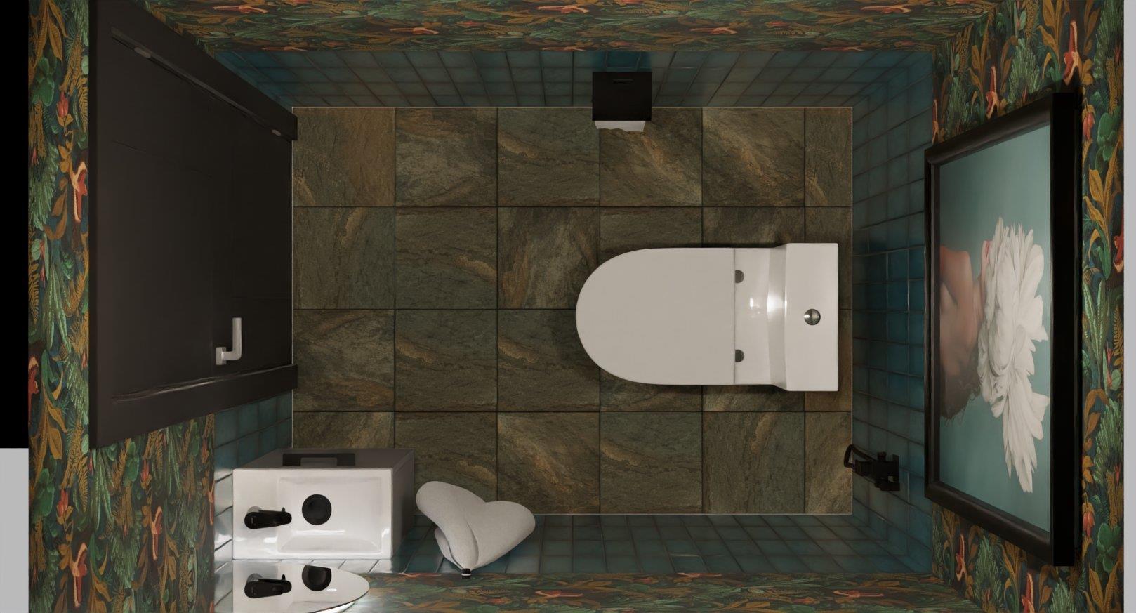 Туалет в темных тонах в стиле прованс 1