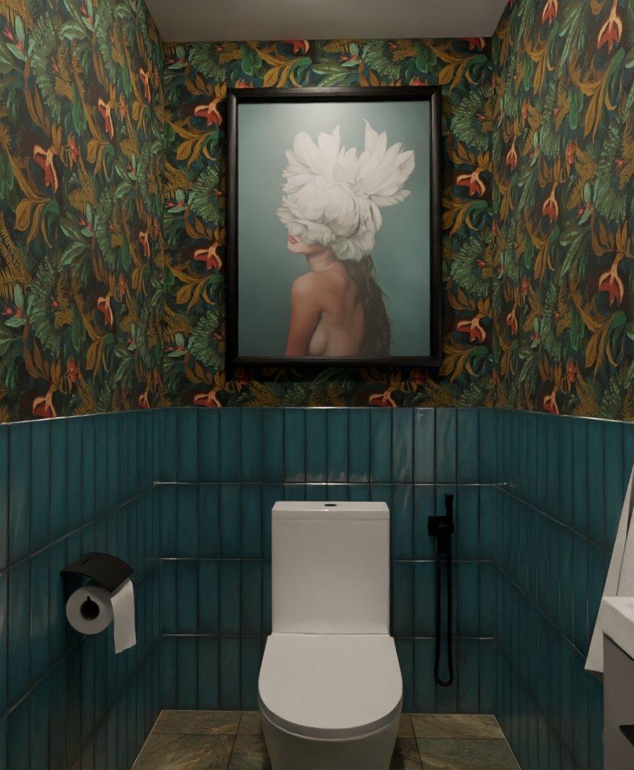 Туалет в темных тонах в стиле прованс