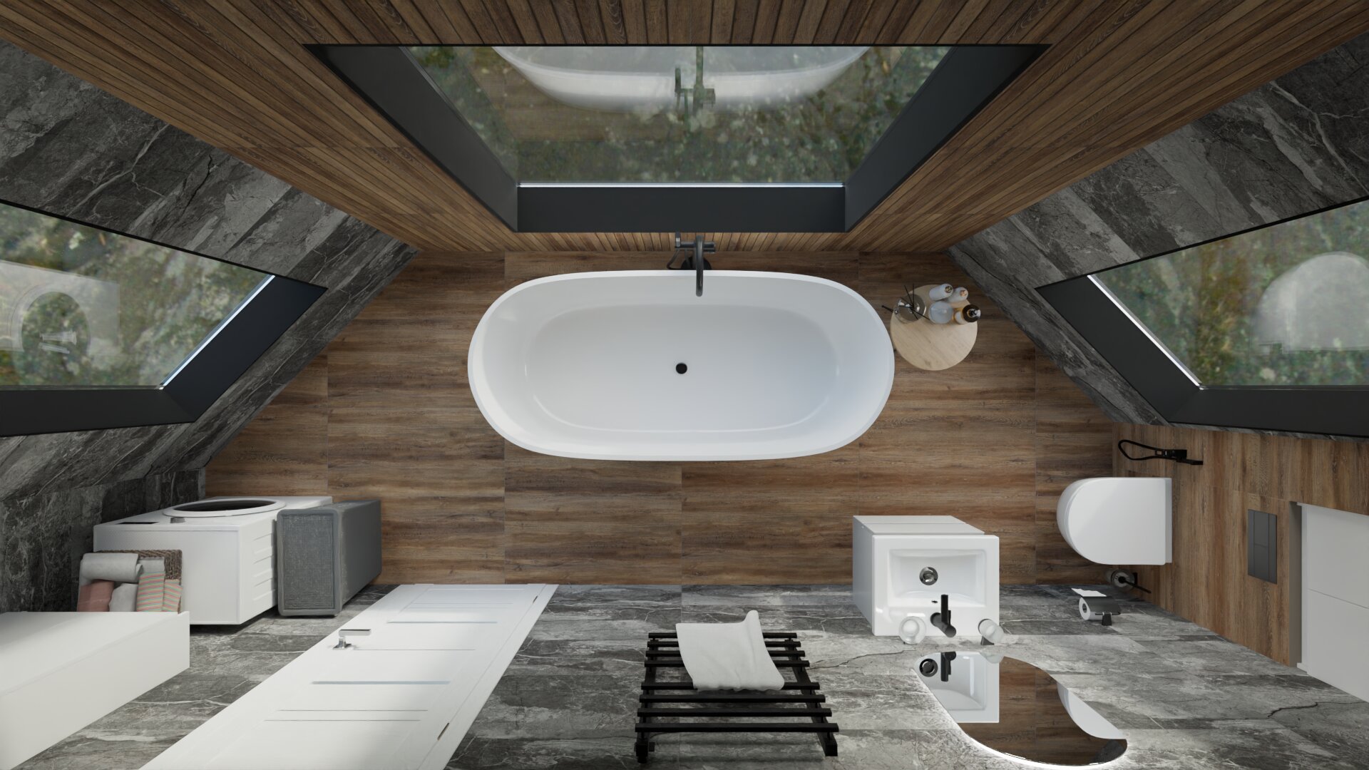 Дизайн для ванной комнаты с окнами 1