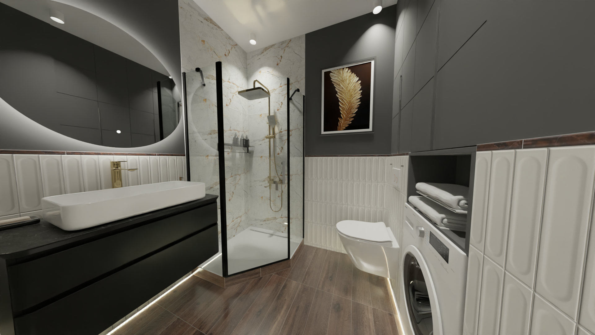 Ванная комната с душевой в классическом стиле