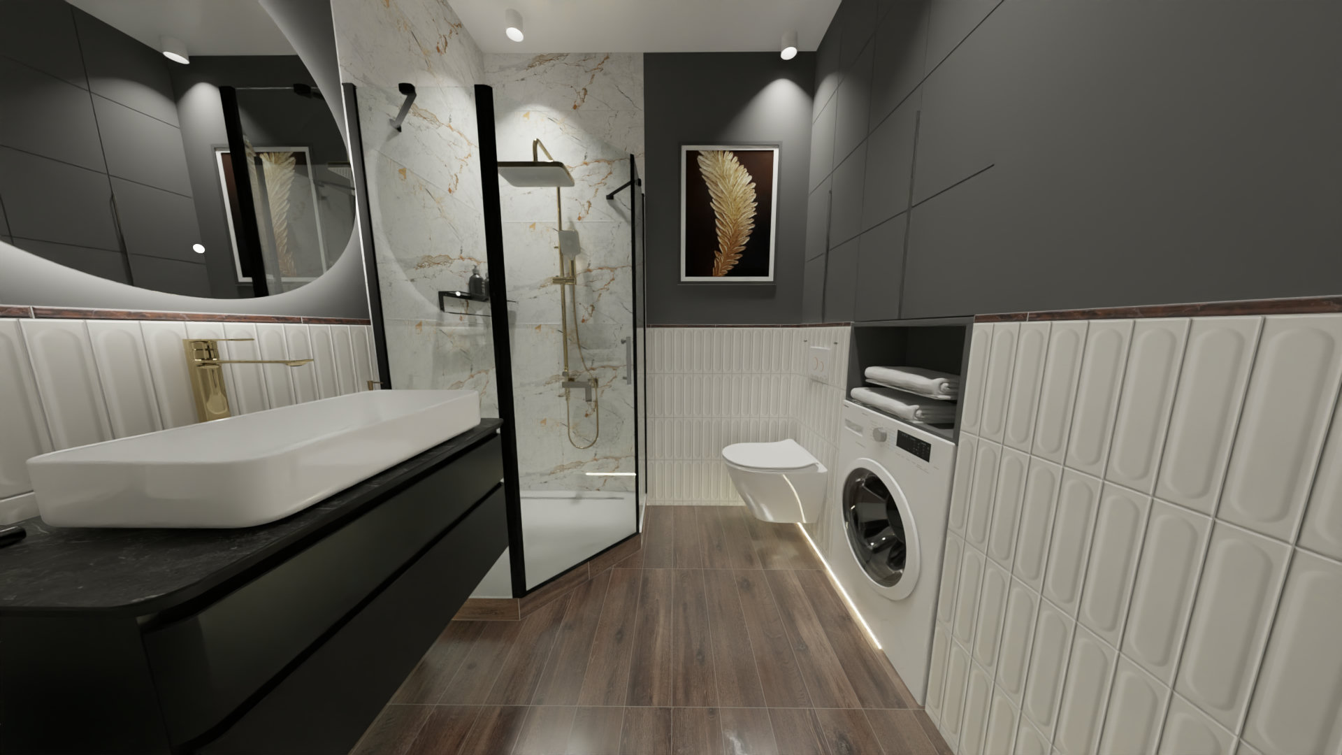 Ванная комната с душевой в классическом стиле 2