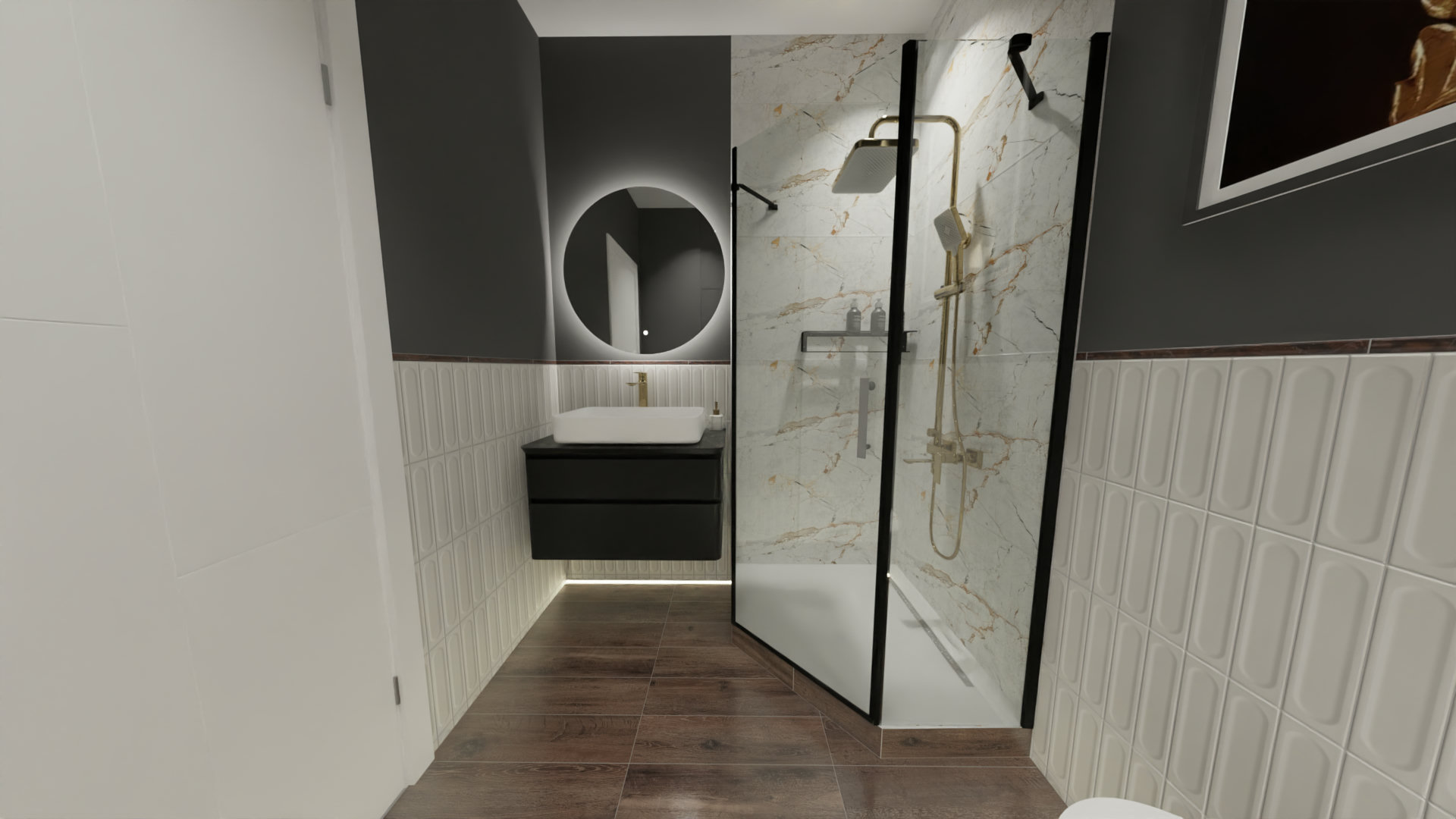 Ванная комната с душевой в классическом стиле 3