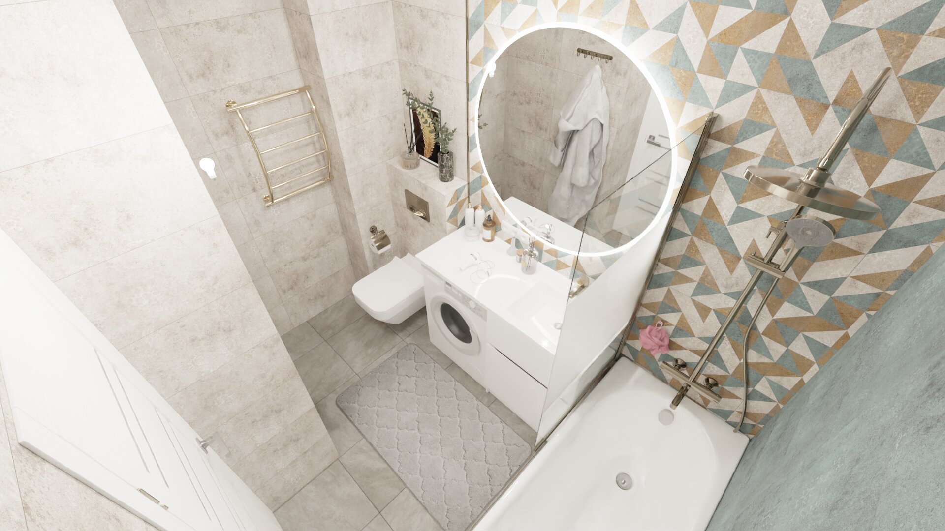 Ванная с мозаичной плиткой 1 Ванная с мозаичной плиткой 1