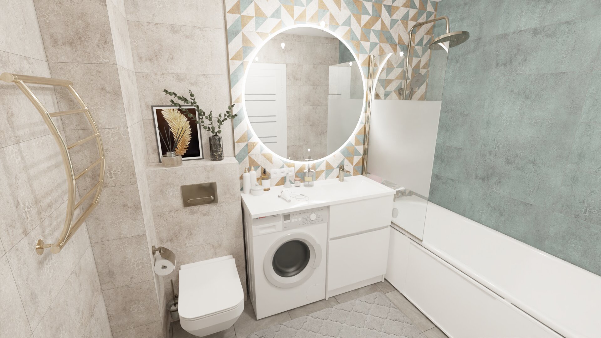 Ванная с мозаичной плиткой 2 Ванная с мозаичной плиткой 2