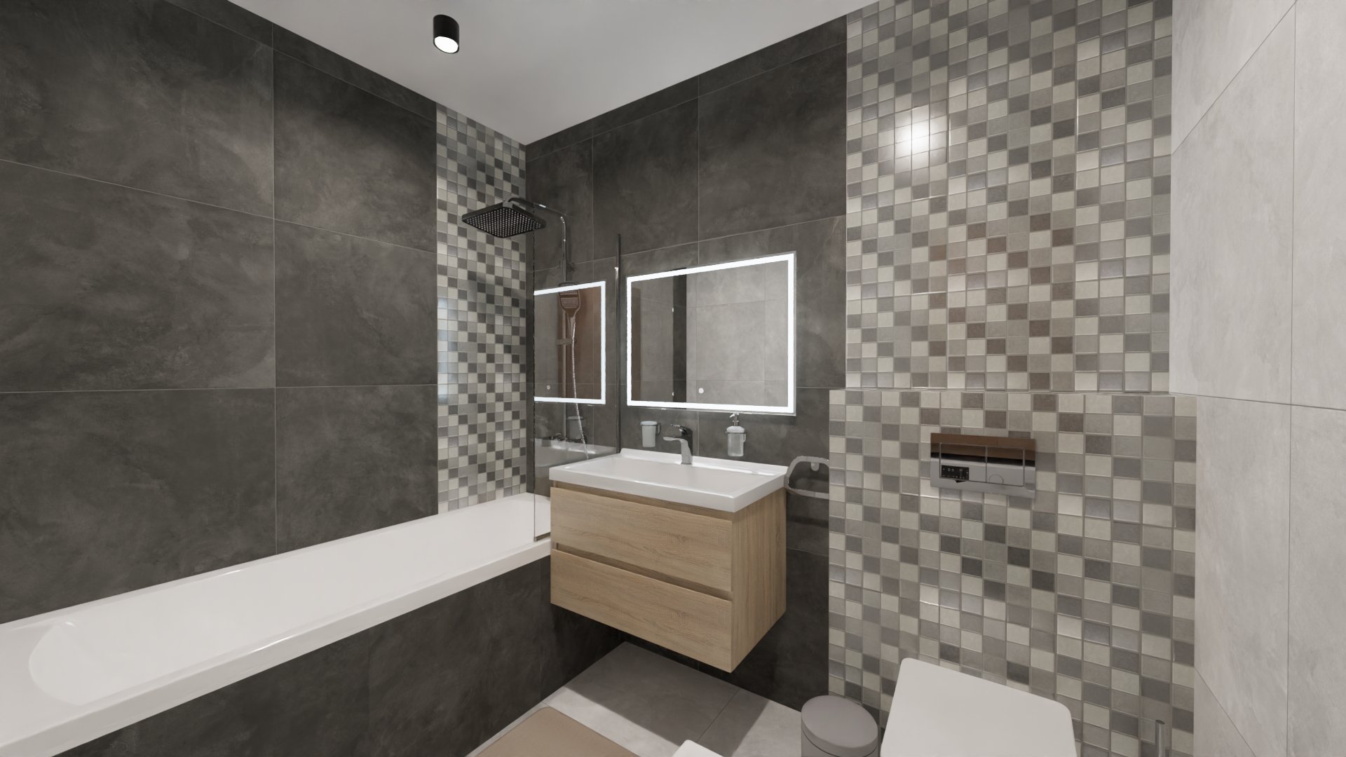 Ванная комната с мозаичной плиткой для уникального стиля Ванная комната с мозаичной плиткой для уникального стиля