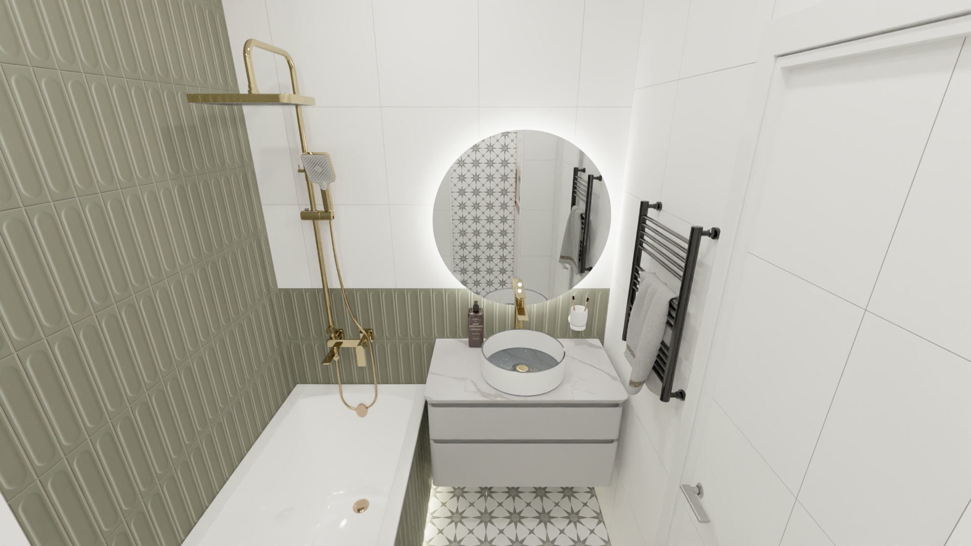 Совмещенный сан.узел с зеленым кабанчиком