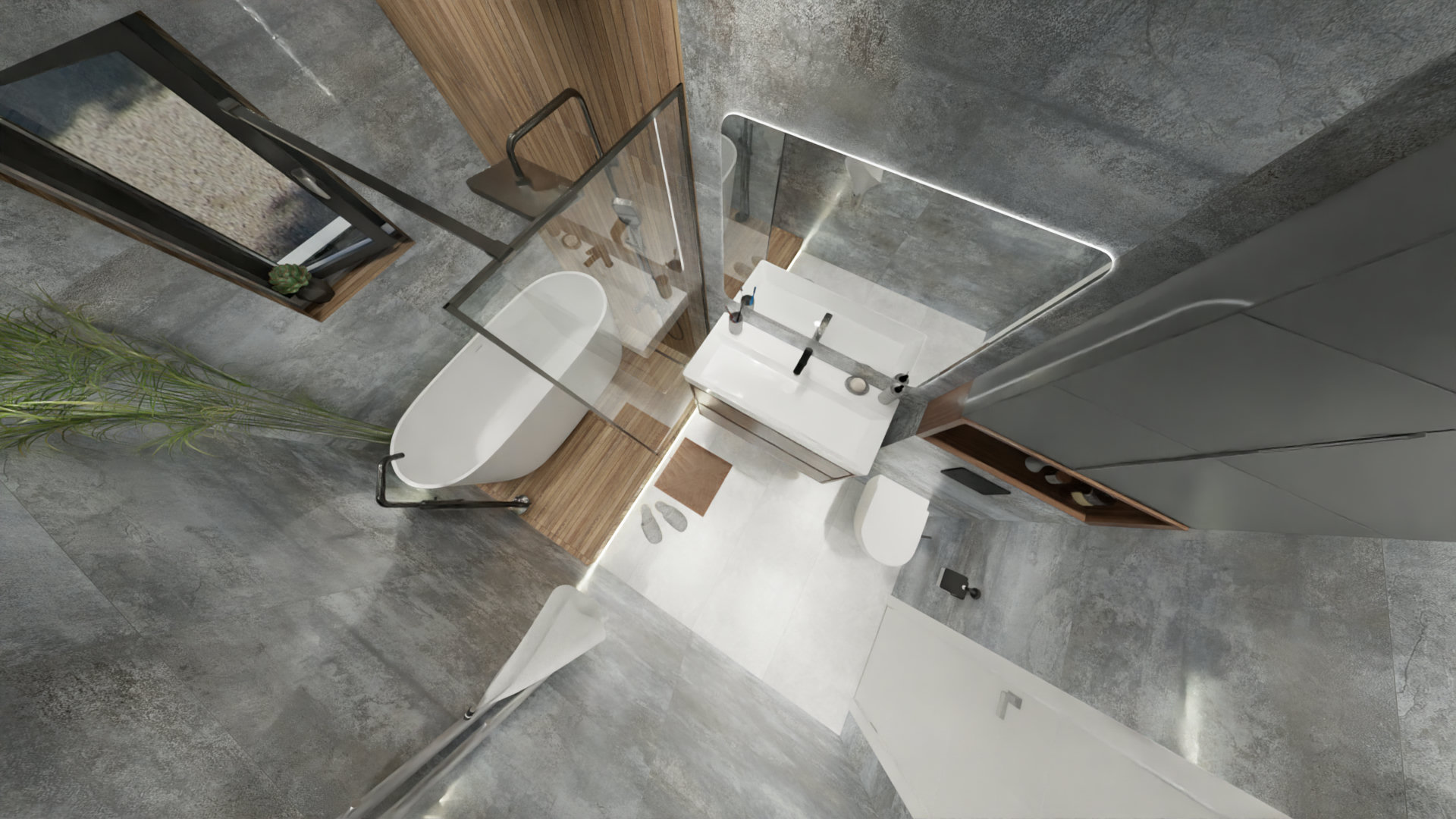 Просторная ванная комната с природными мотивами 2