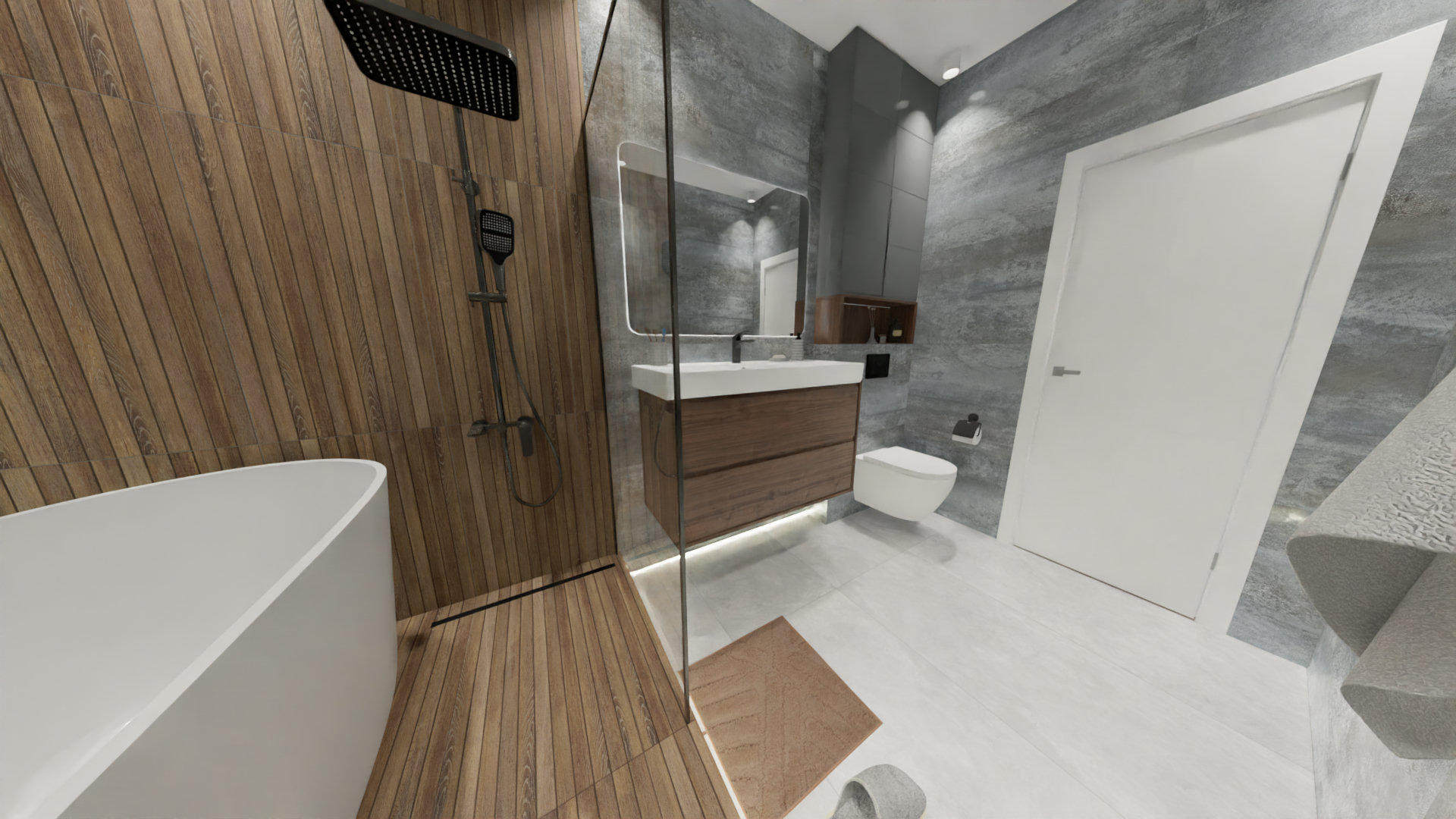 Просторная ванная комната с природными мотивами 5