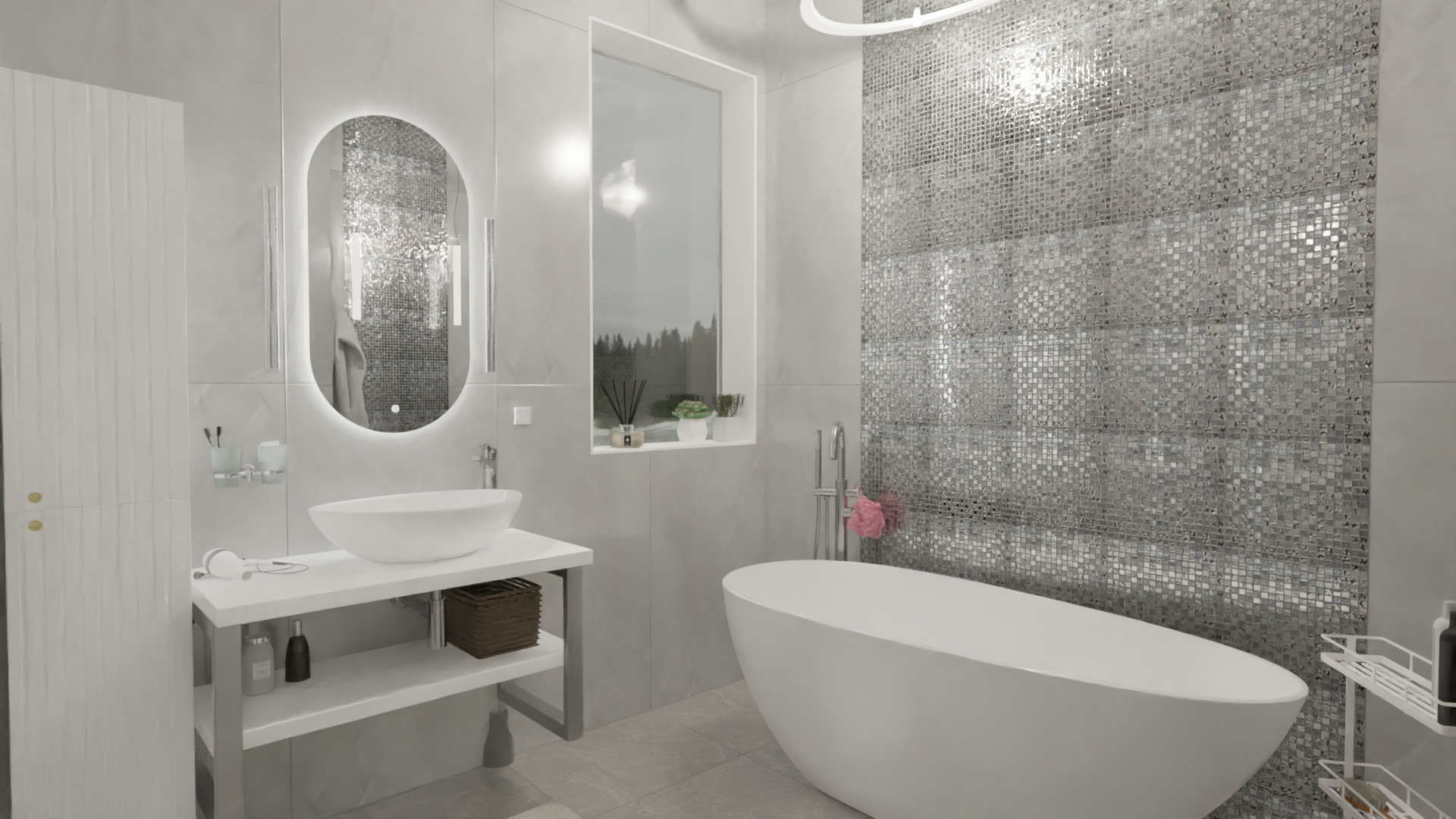 Ванная в серых оттенках площадью 5 м2