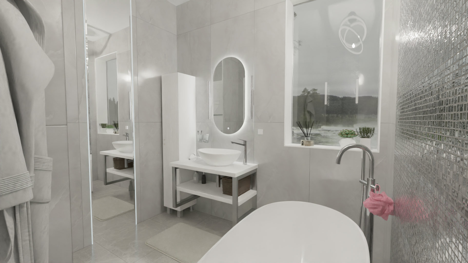 Ванная в серых оттенках площадью 5 м2 2