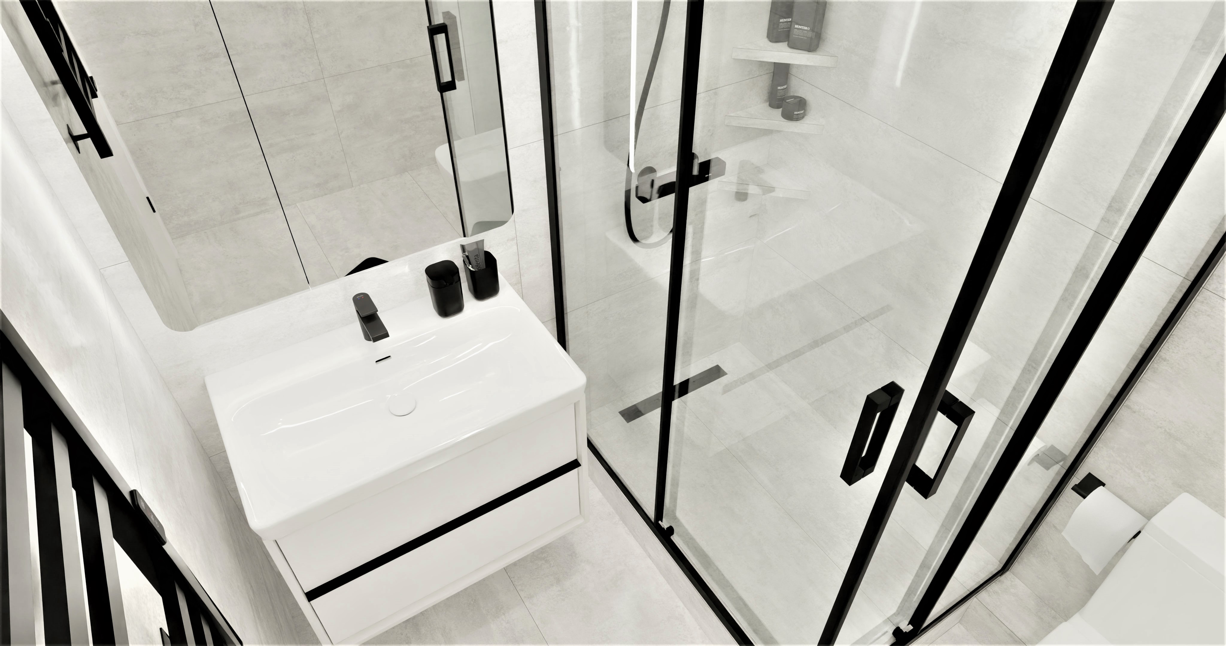 Небольшая ванная комната классического стиля в белых тонах 2