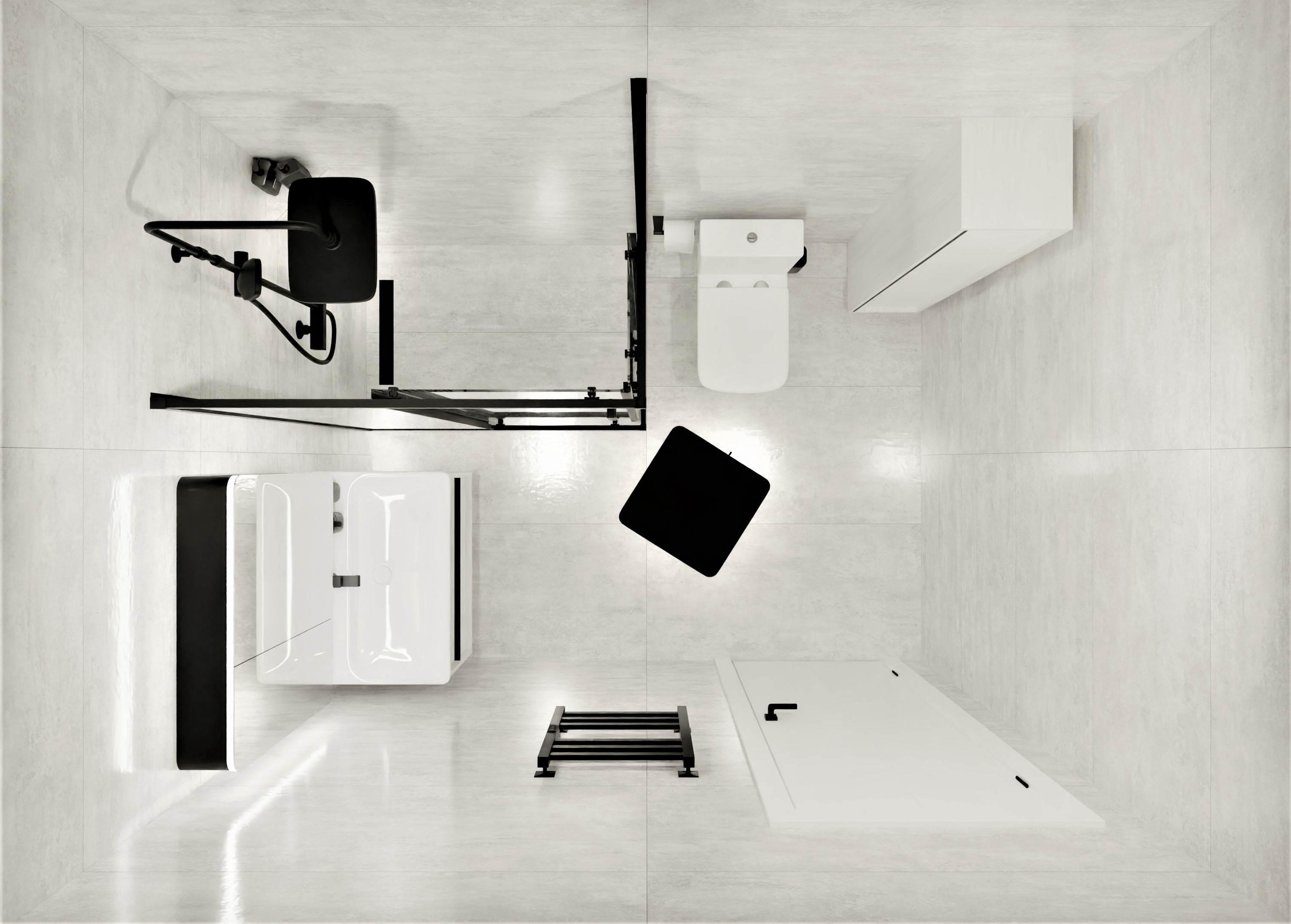 Небольшая ванная комната классического стиля в белых тонах 3