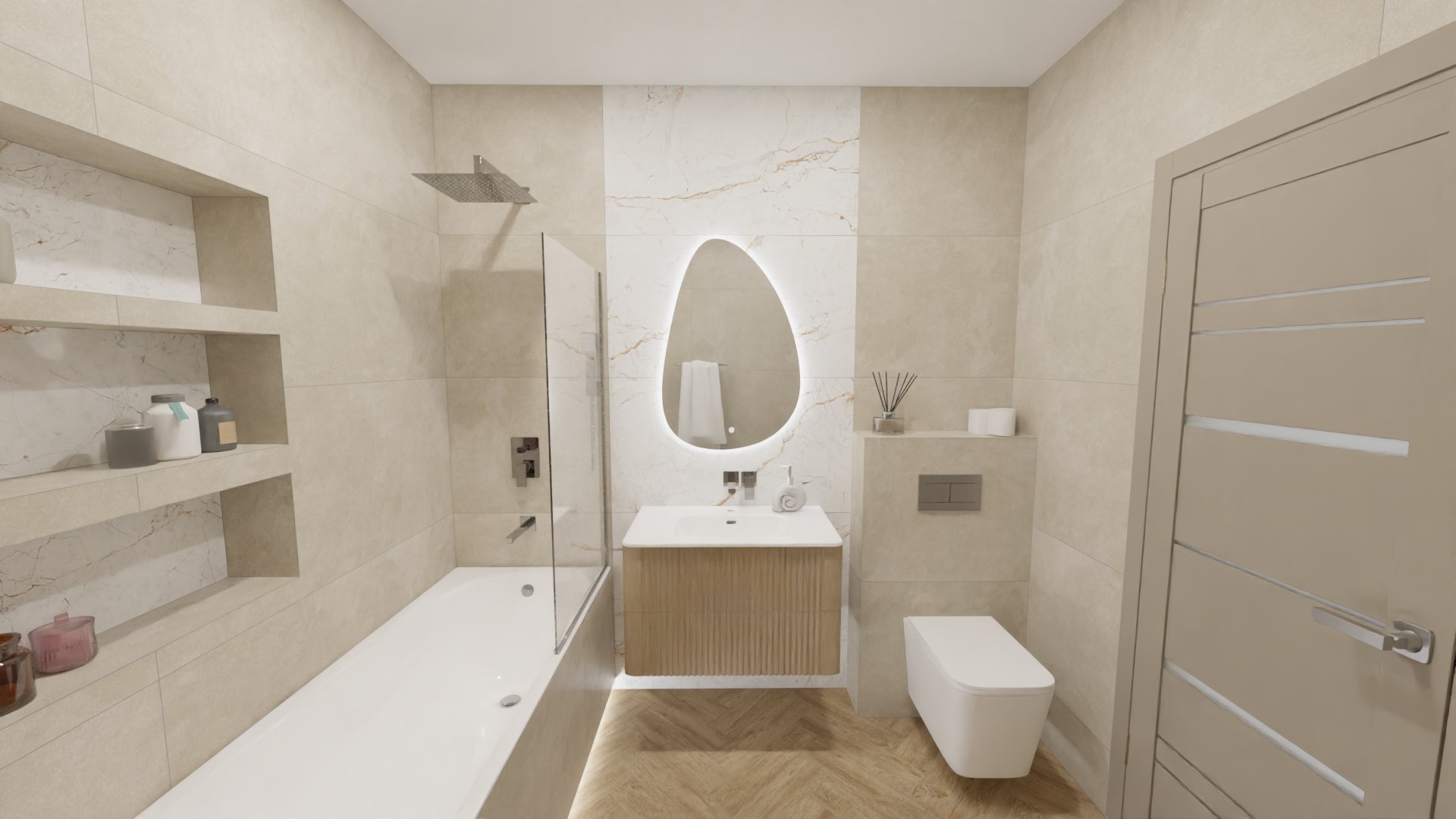 Светлая ванная в современном стиле