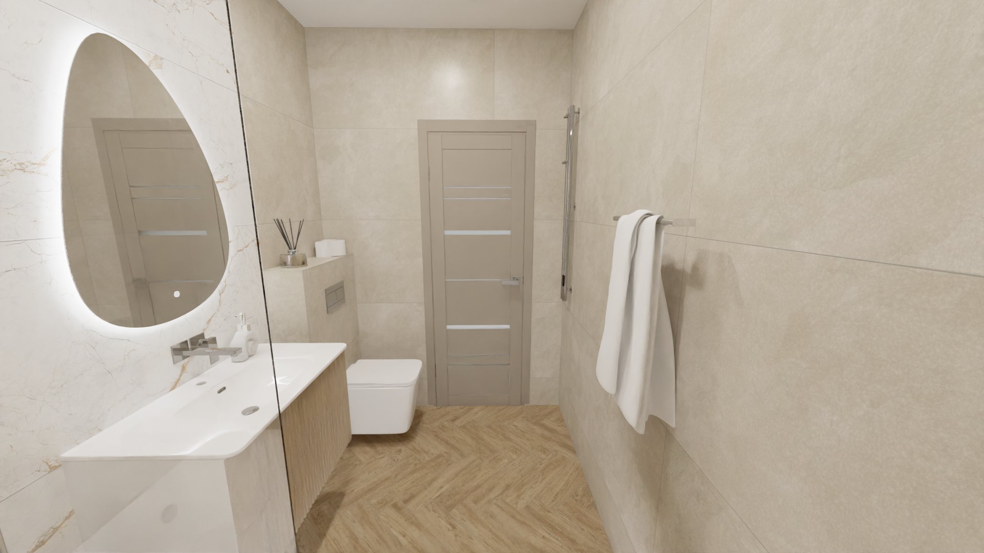 Светлая ванная в современном стиле 3