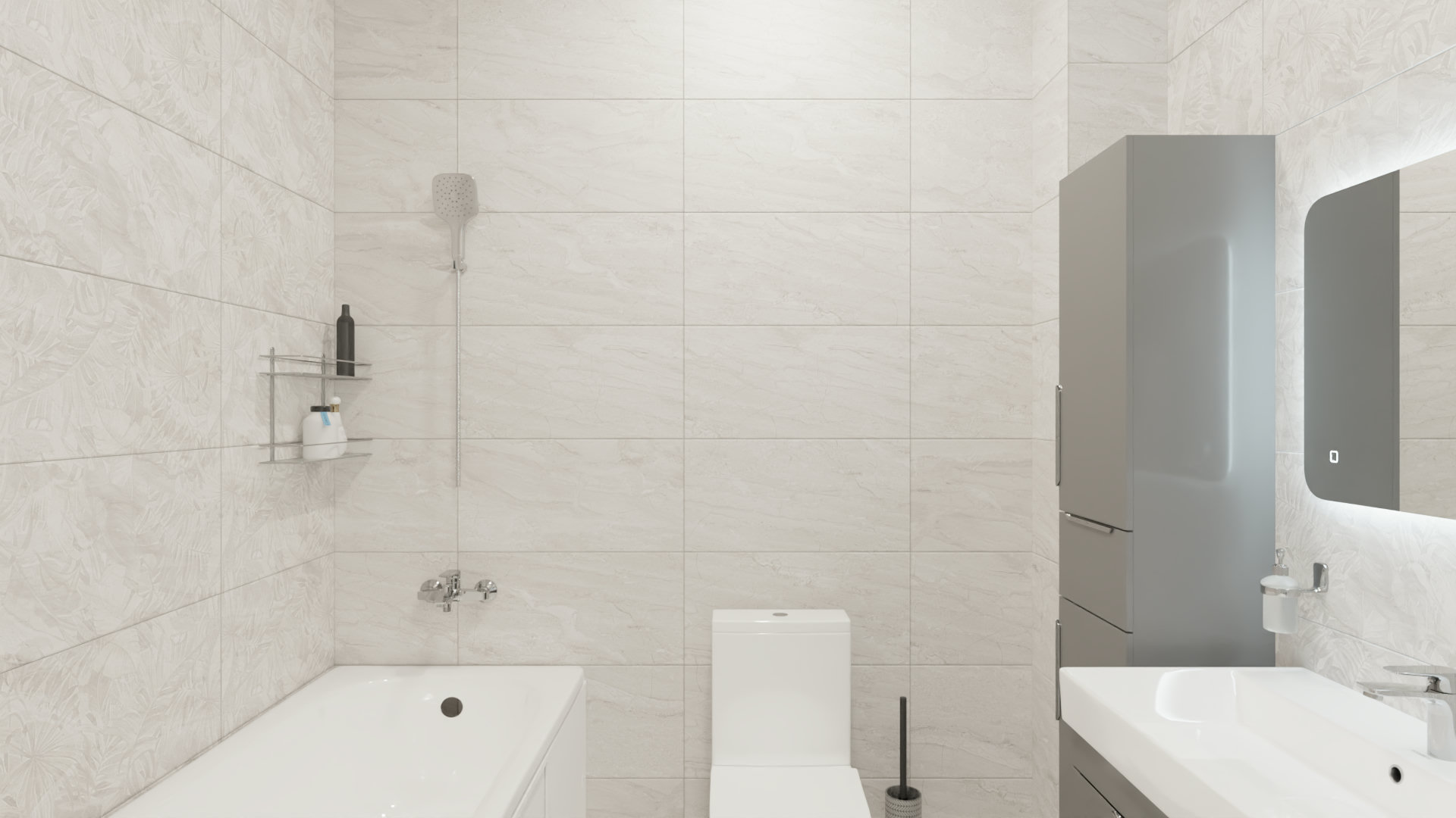 Лаконичный дизайн для совмещенного санузла 3