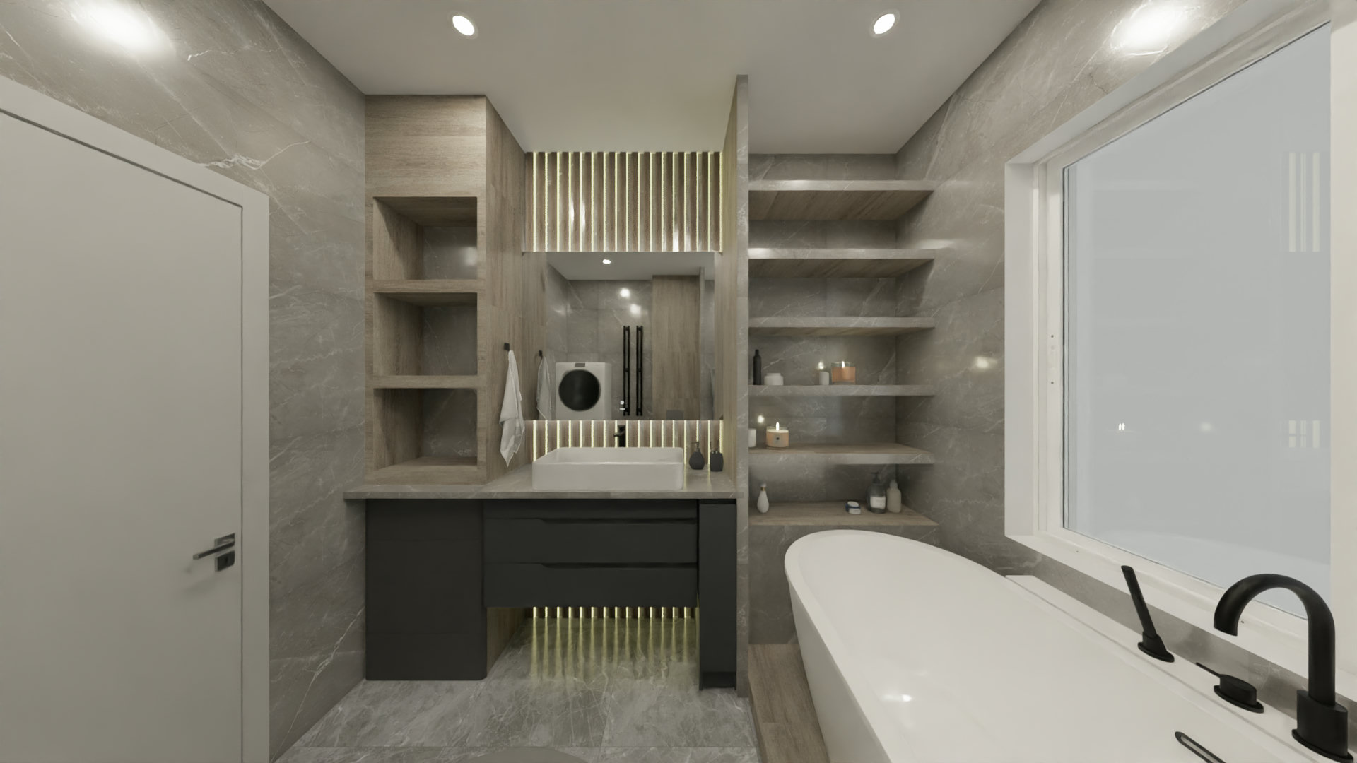 Природные текстуры в ванной 4