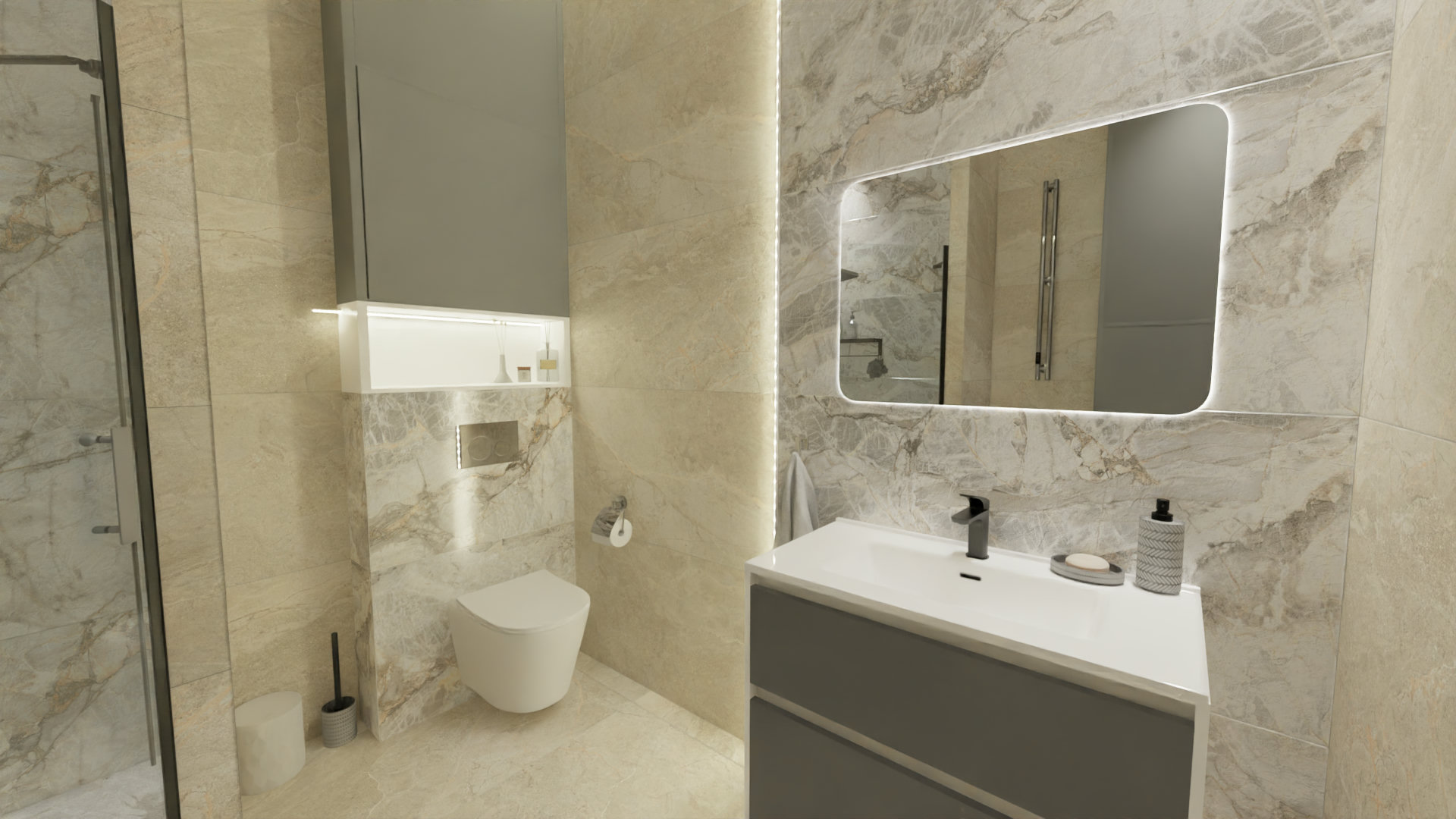 Ваннная комната с природными мотивами Ваннная комната с природными мотивами