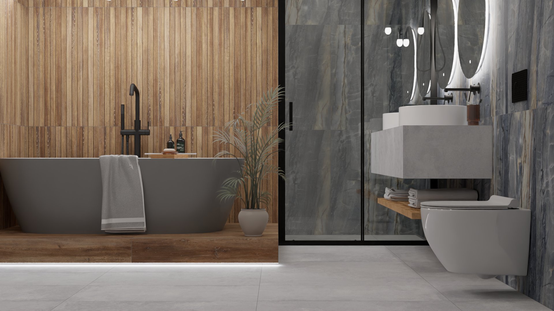 Уютная ванная в медитативном стиле для домашнего расслабления 1