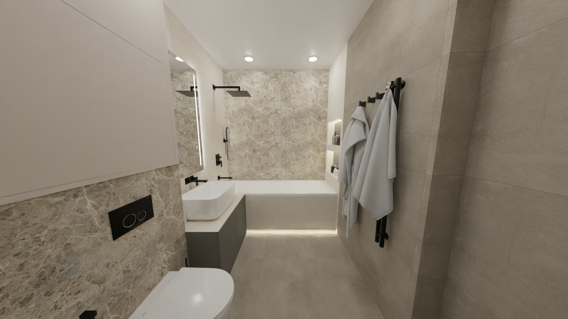 Ванная комната в спокойных бежевых тонах 1