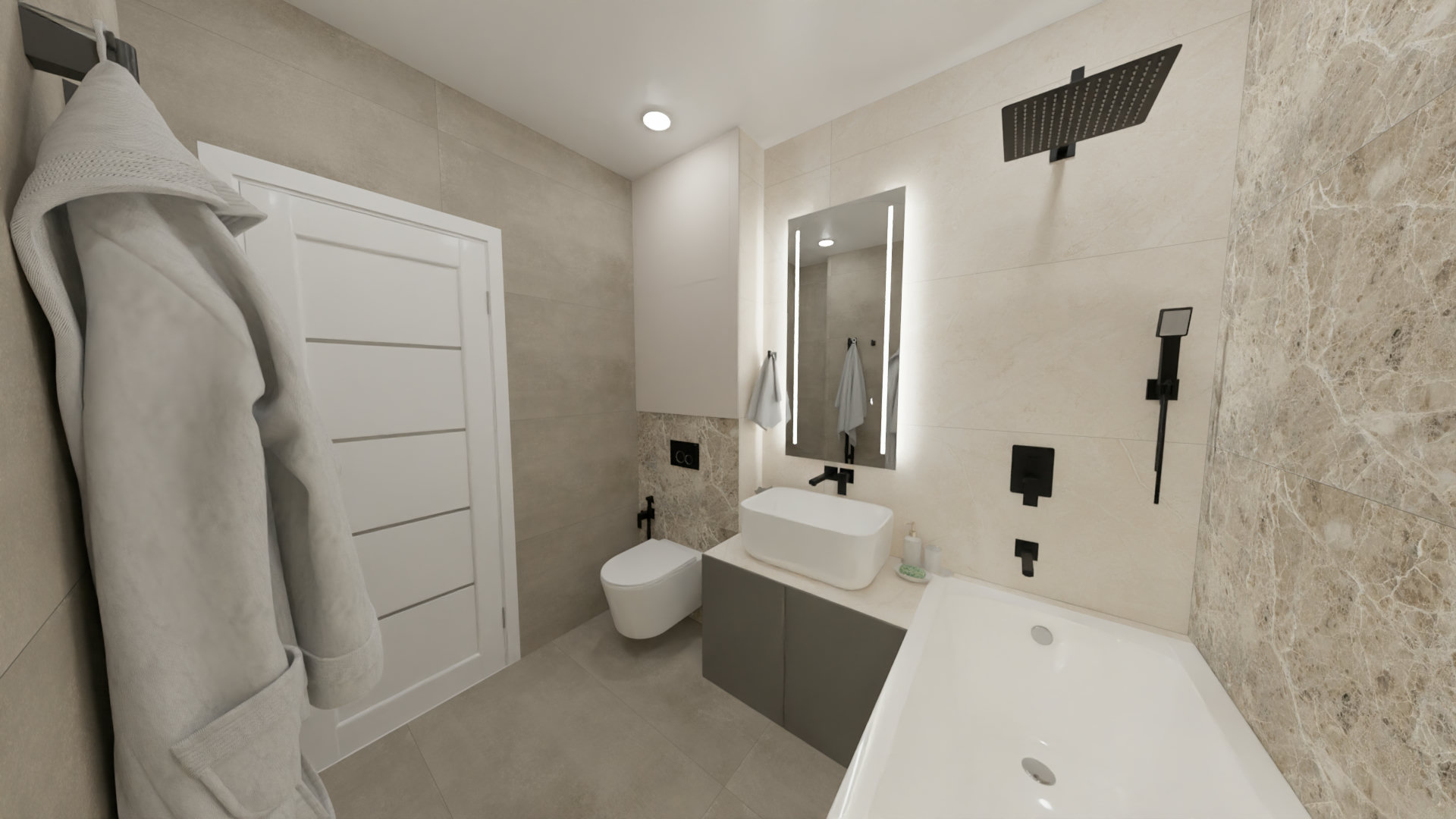 Ванная комната в спокойных бежевых тонах 2