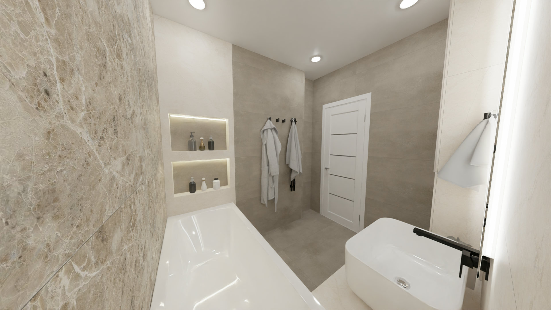 Ванная комната в спокойных бежевых тонах 3