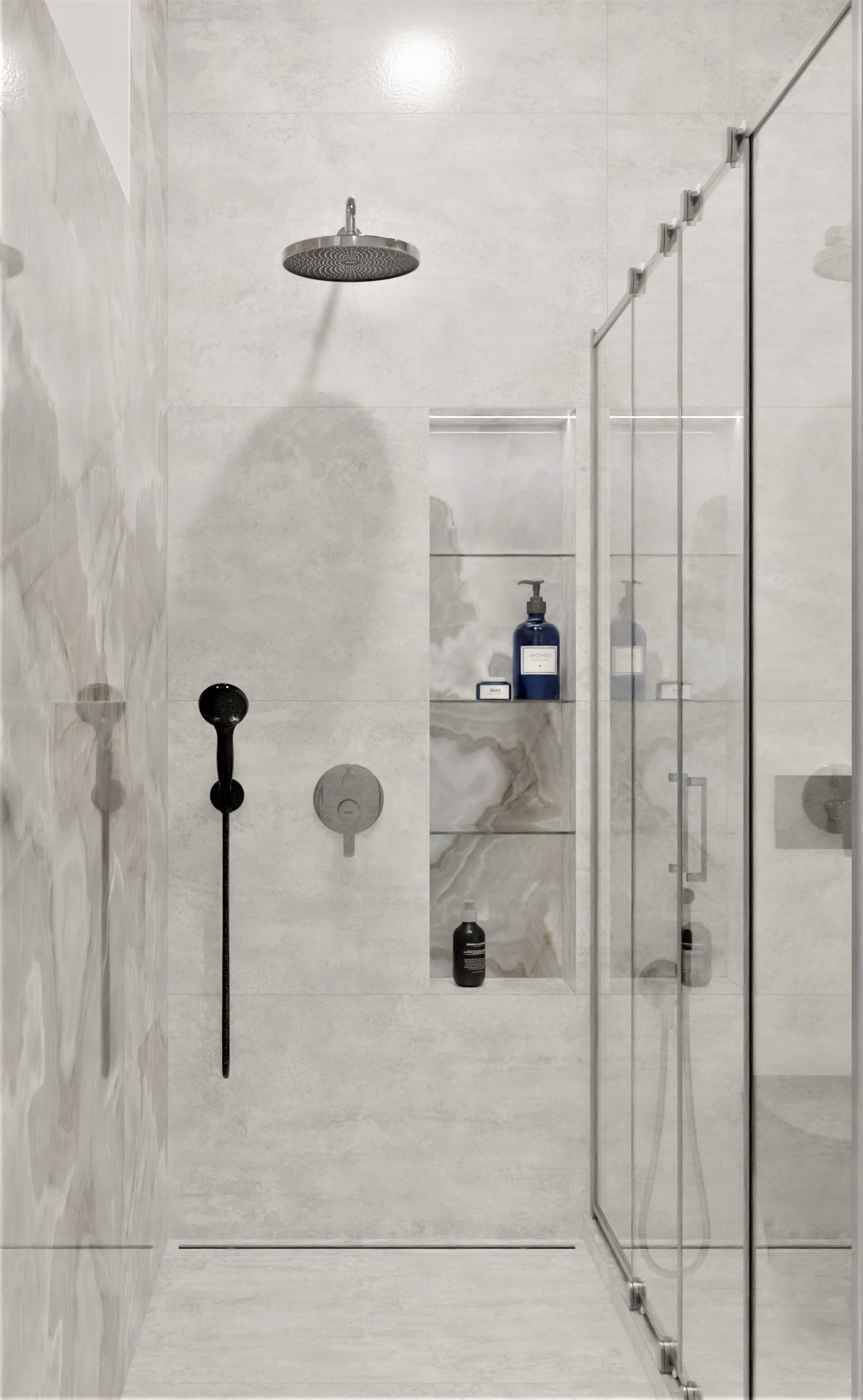 Стильная ванная в серой палитре 3