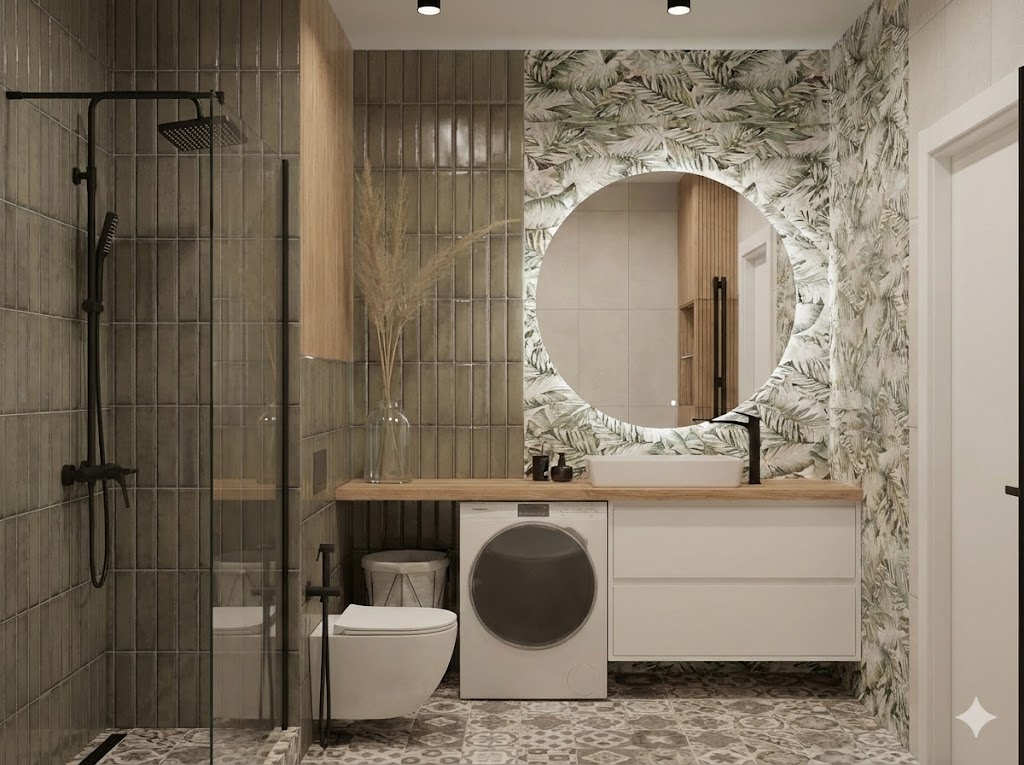 Дизайн санузла с тропическими мотивами для создания расслабляющей атмосферы Дизайн санузла с тропическими мотивами для создания расслабляющей атмосферы