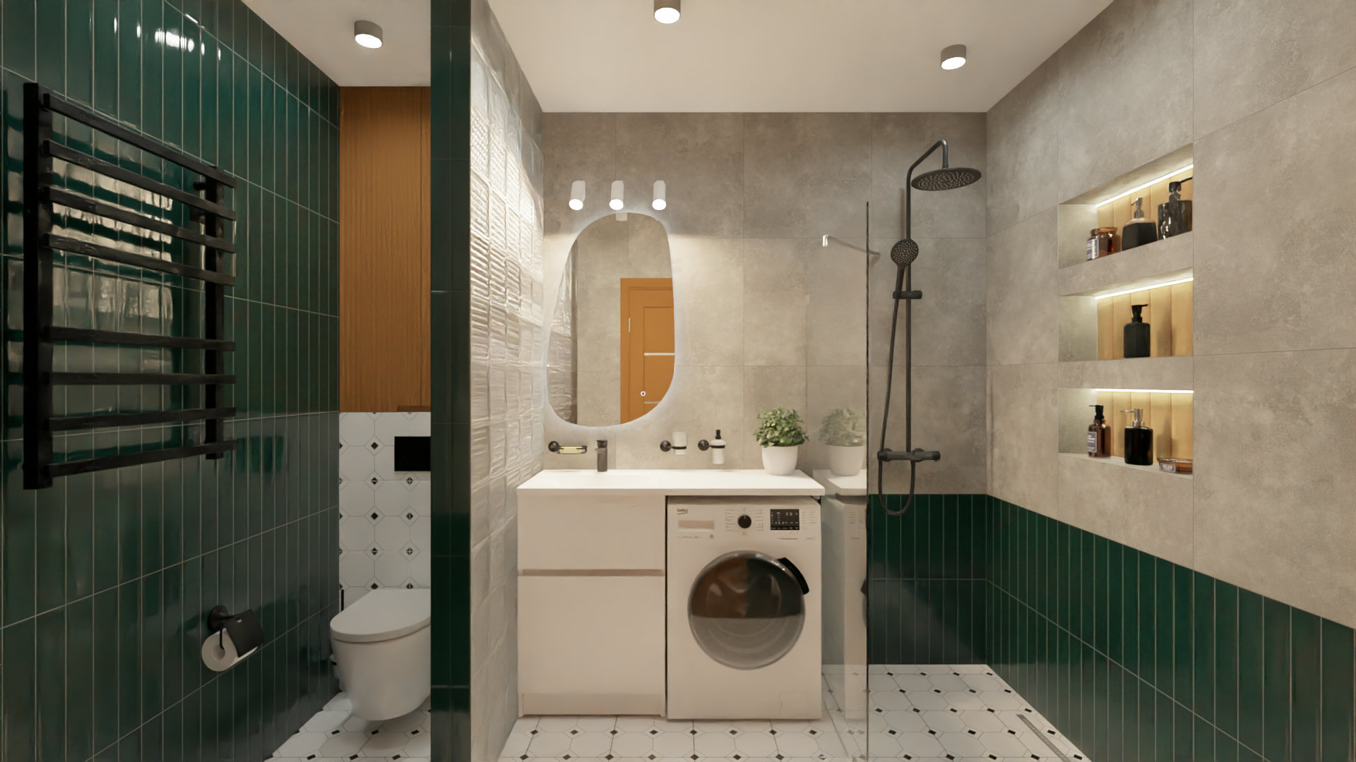 Ванная в современном стиле с яркими акцентами