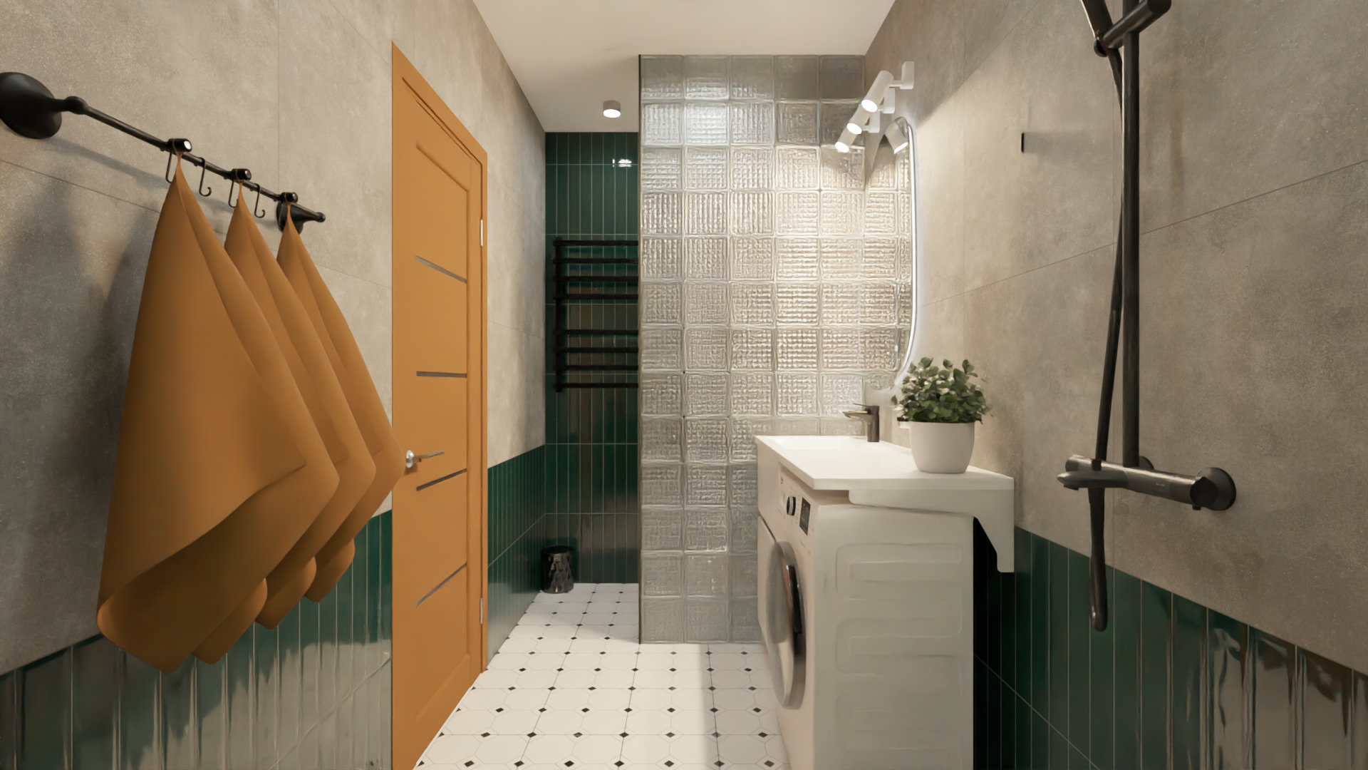 Ванная в современном стиле с яркими акцентами 3