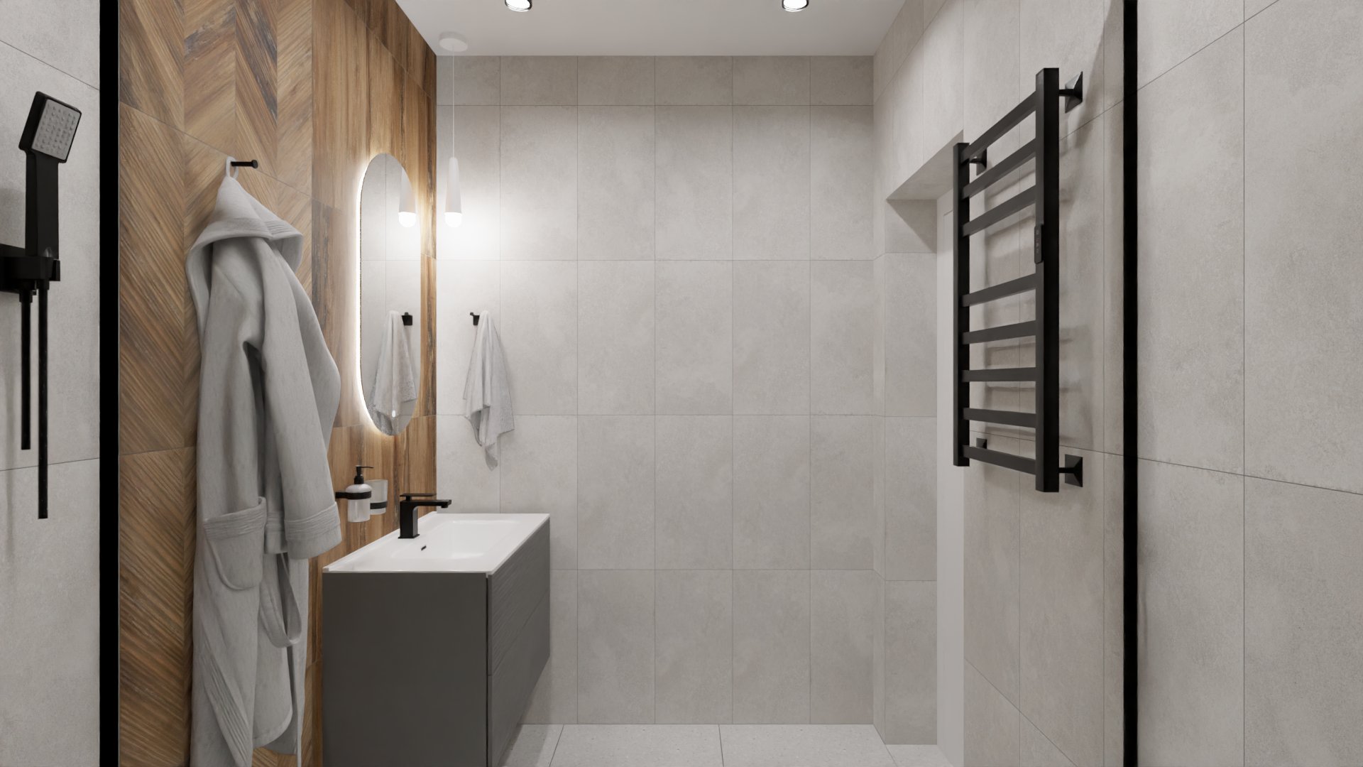 Компактная ванная в стиле лофт 2