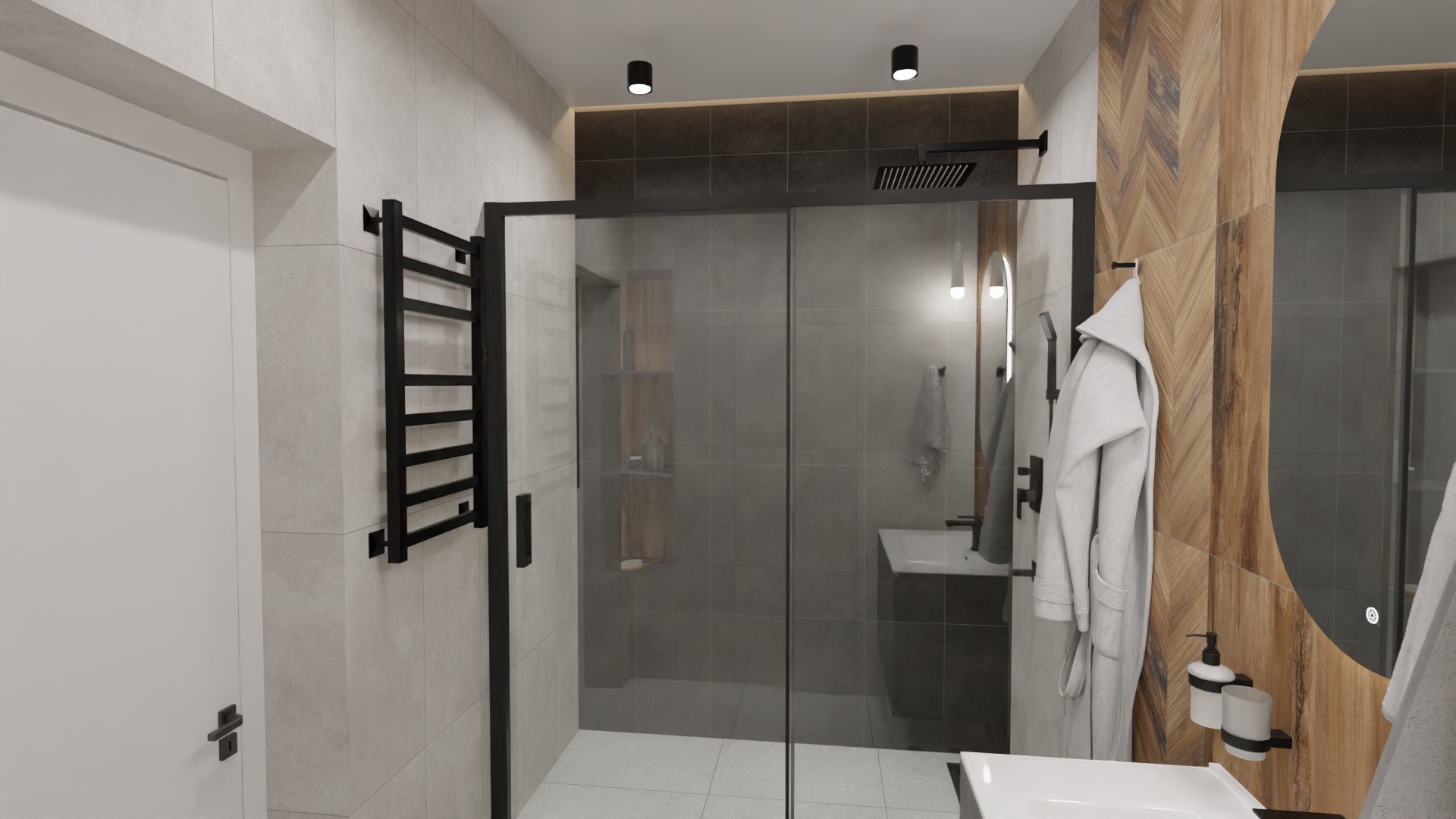 Компактная ванная в стиле лофт