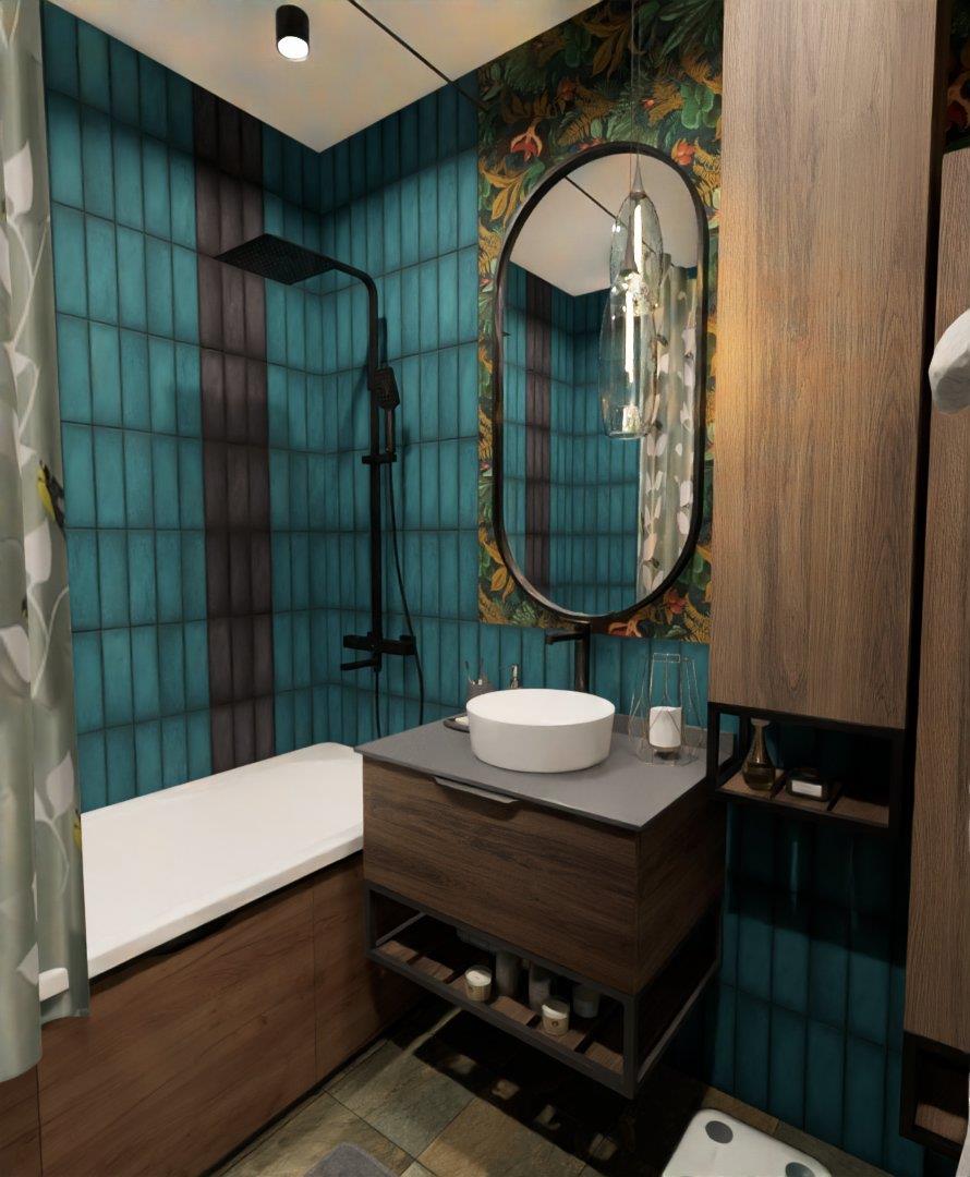 Ванная в стиле прованс с оттенками темного дерева Ванная в стиле прованс с оттенками темного дерева