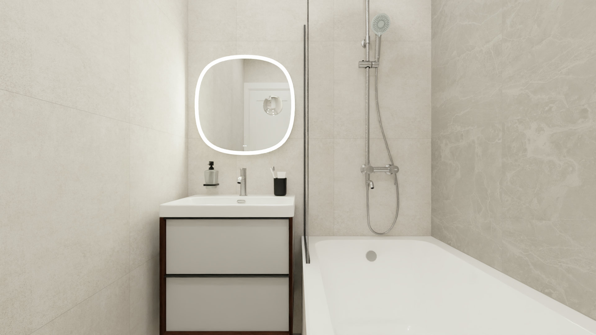 Спокойный дизайн ванной комнаты для расслабления Спокойный дизайн ванной комнаты для расслабления