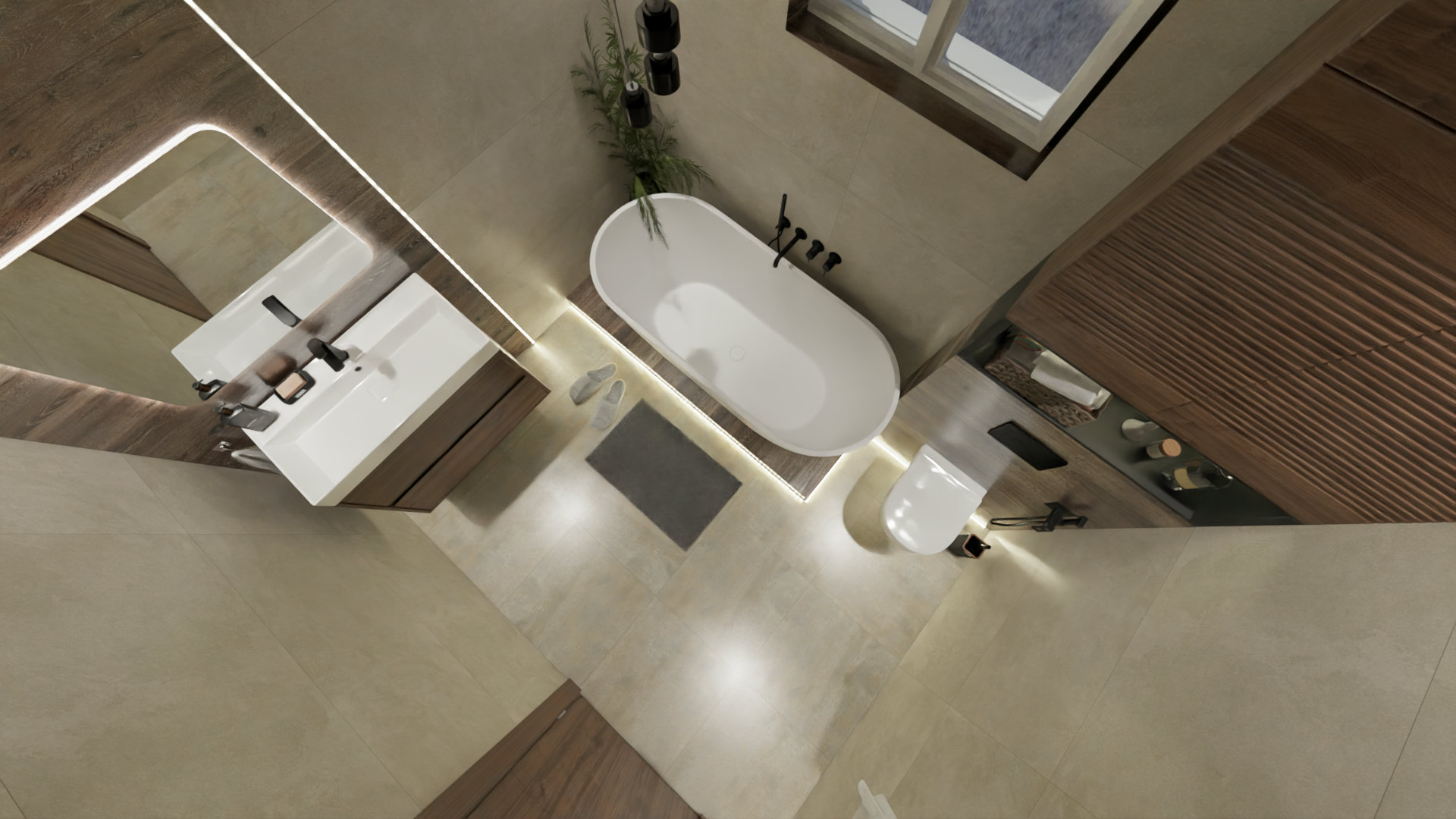 Просторная ванная в японском стиле 5