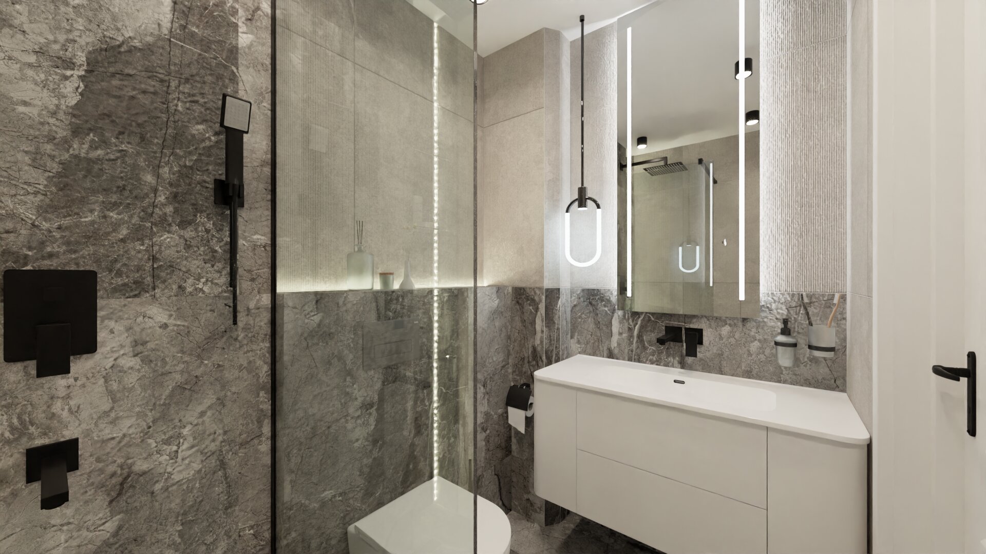 Компактный совмещенный санузел в стиле лофт 3