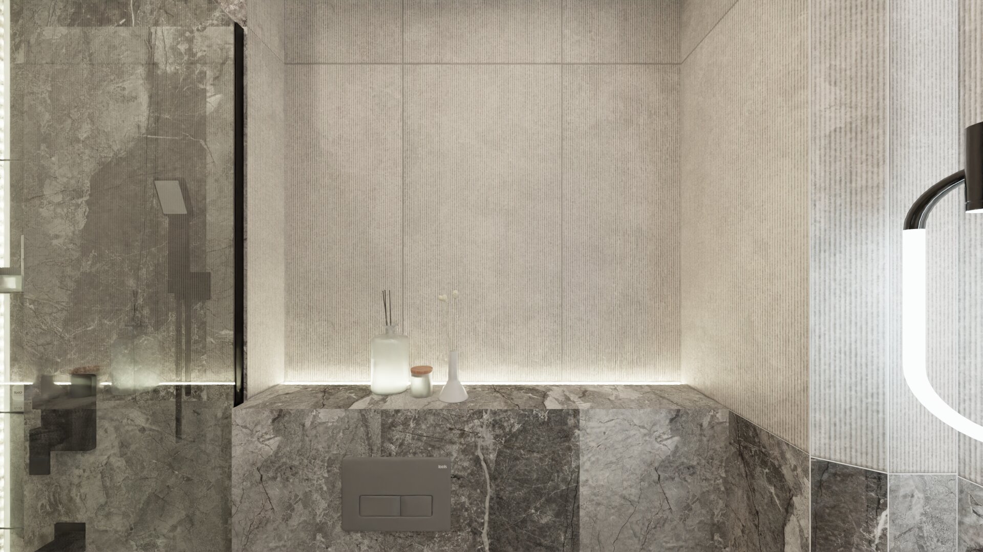 Компактный совмещенный санузел в стиле лофт 1