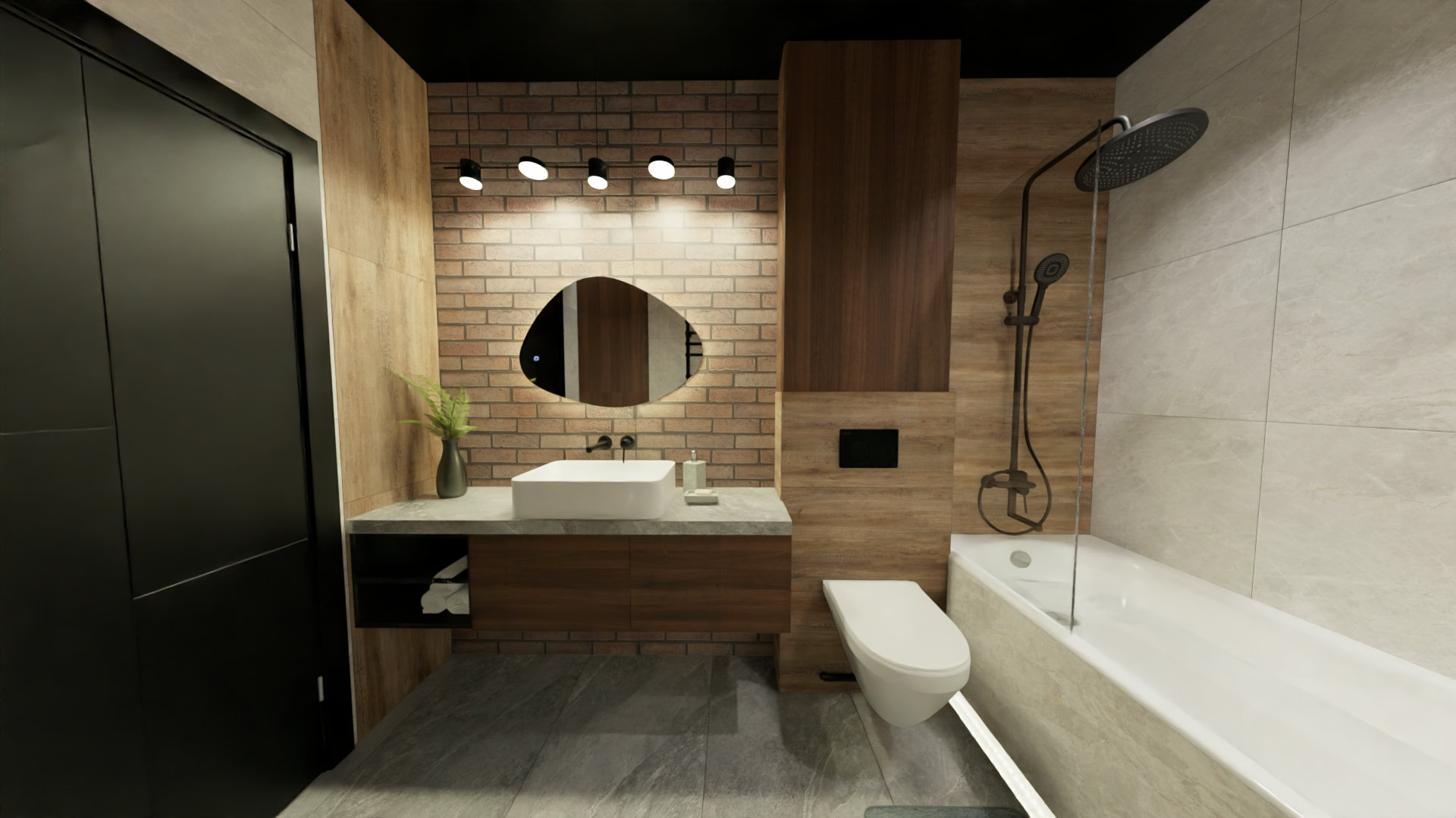 Необычная ванная комната в стиле лофт 1