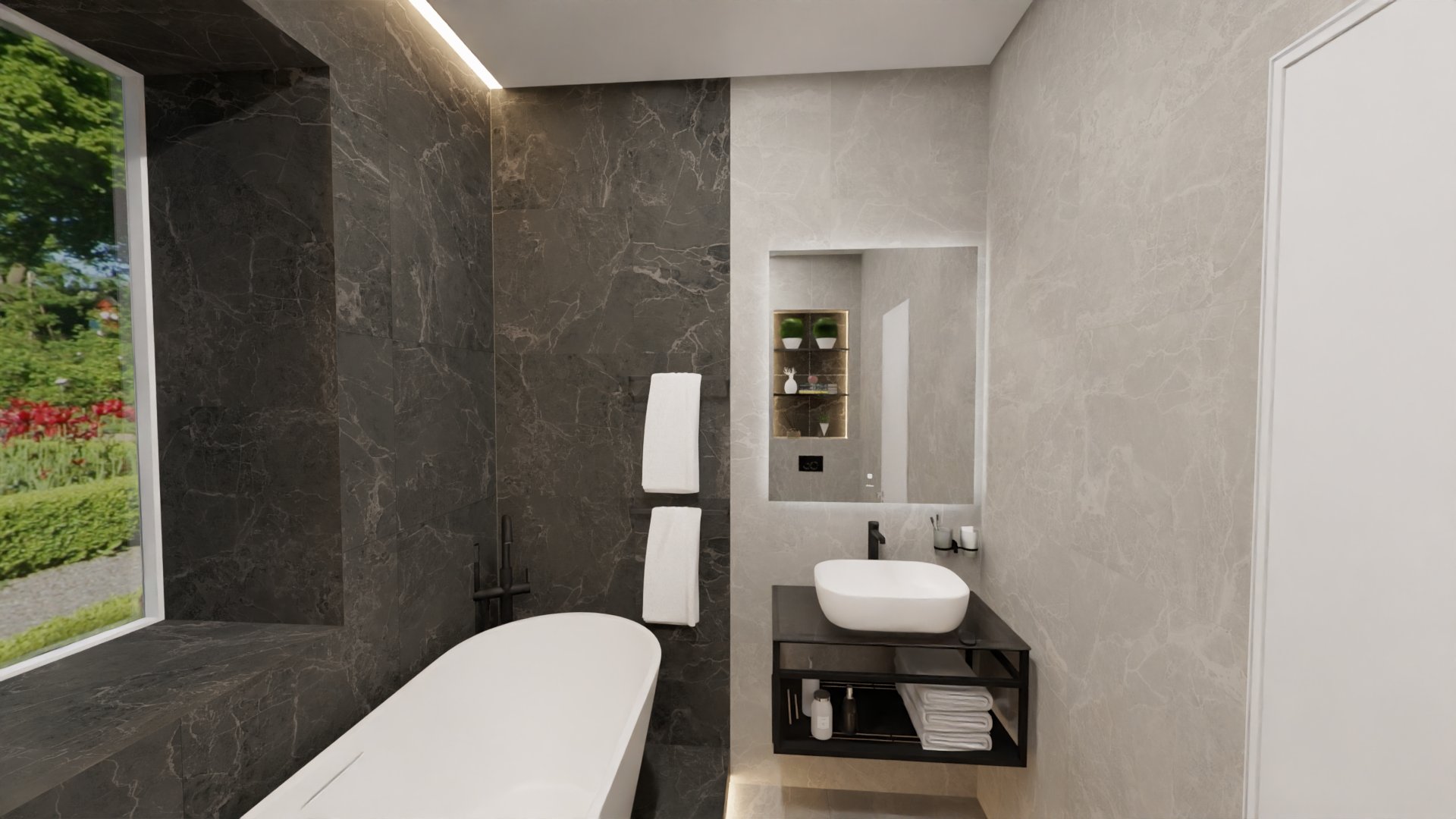 Совмещенный санузел с окном для загородного дома Совмещенный санузел с окном для загородного дома