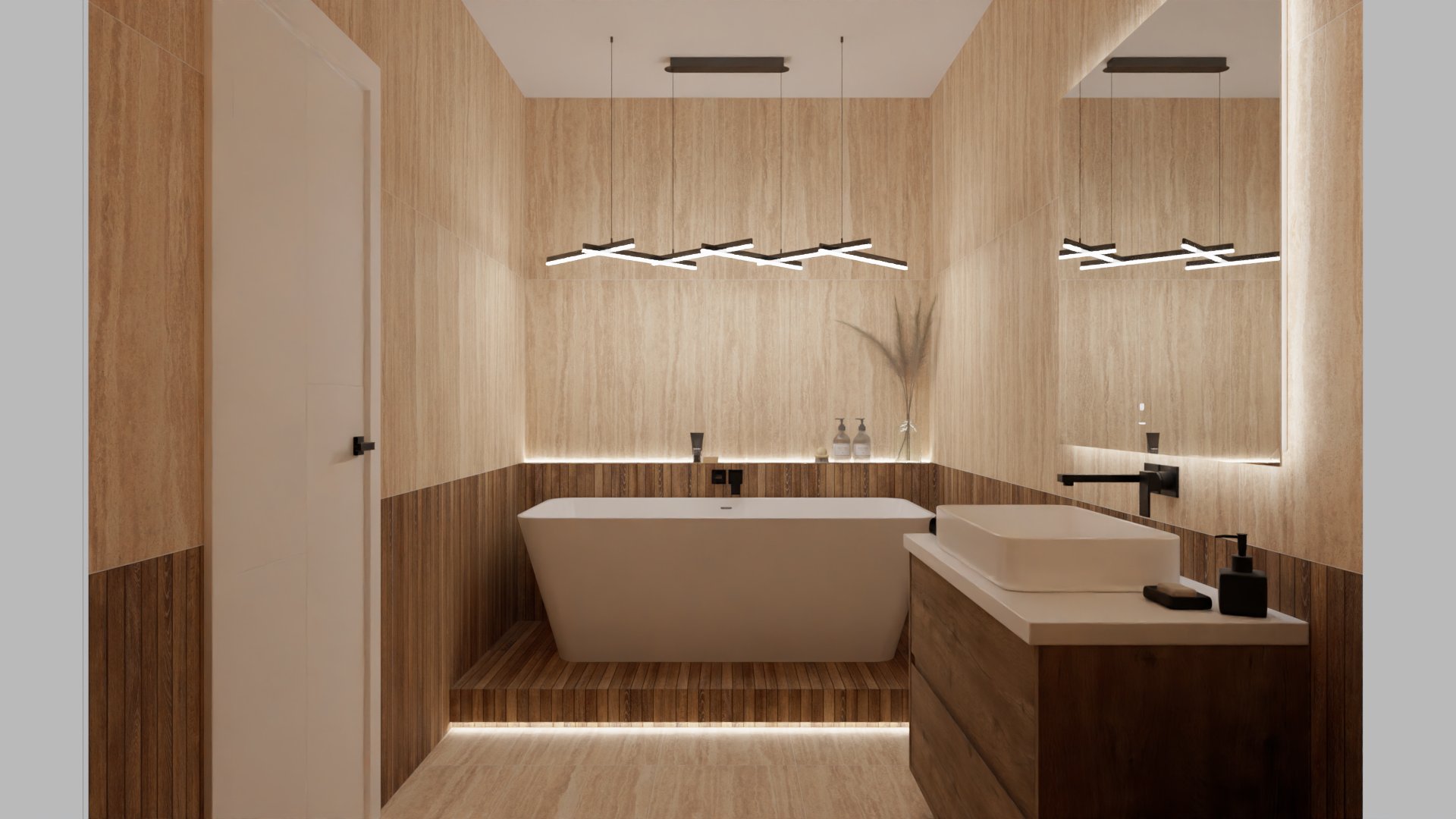 Небольшоя ванная комната в минималистском дизайне 1