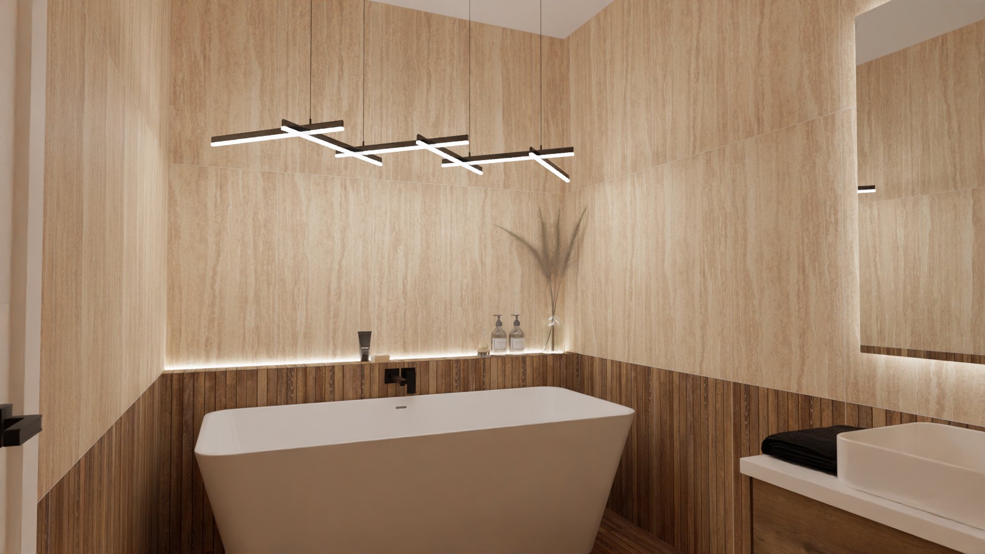 Небольшоя ванная комната в минималистском дизайне 3