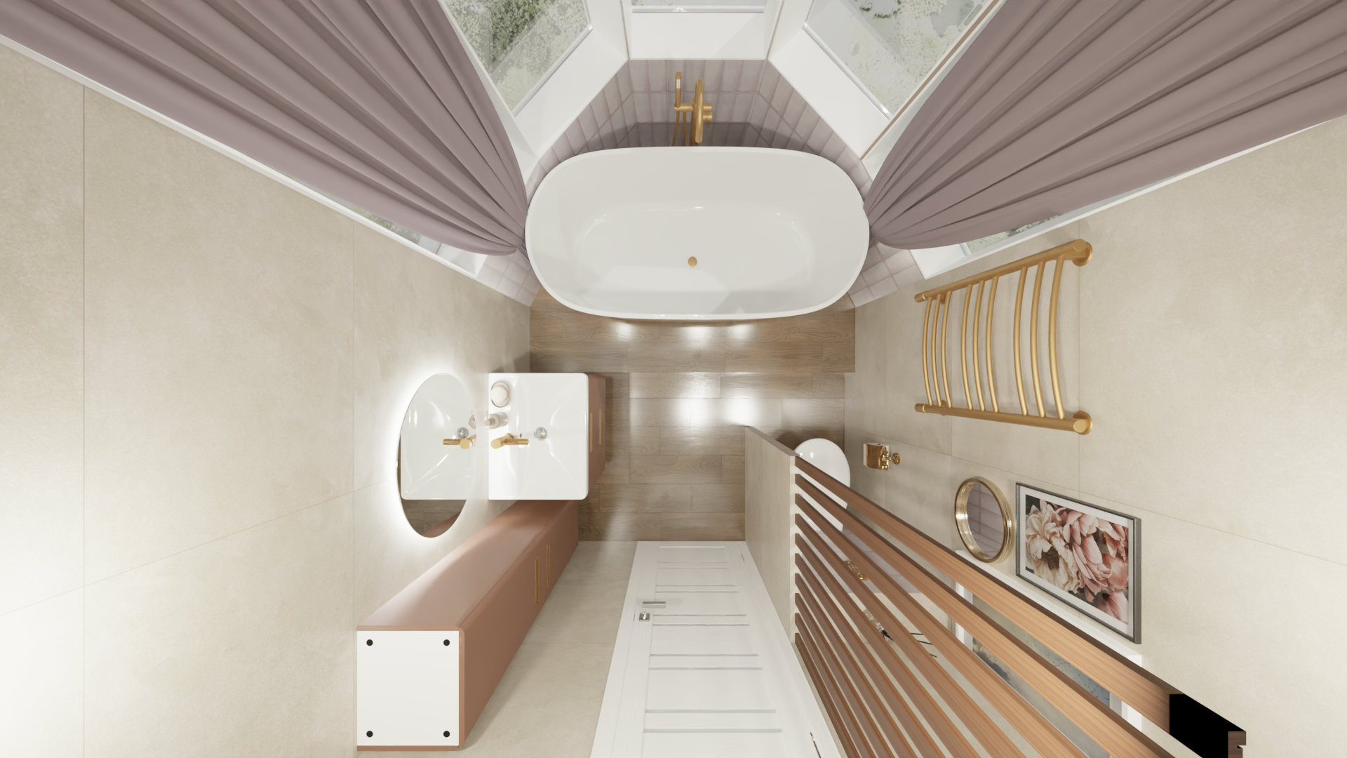 Современная ванная с панорамным окном 1