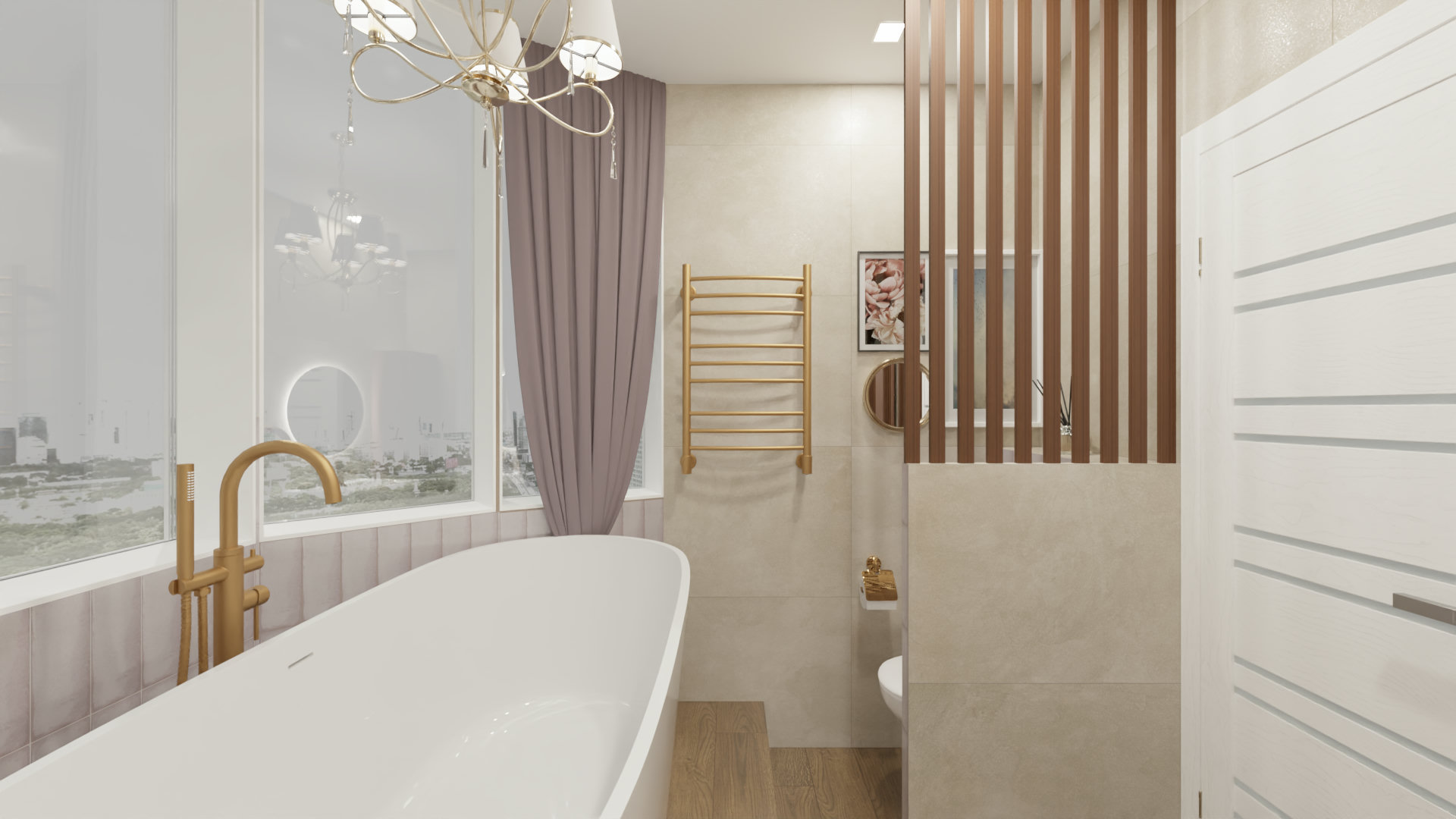 Современная ванная с панорамным окном 2